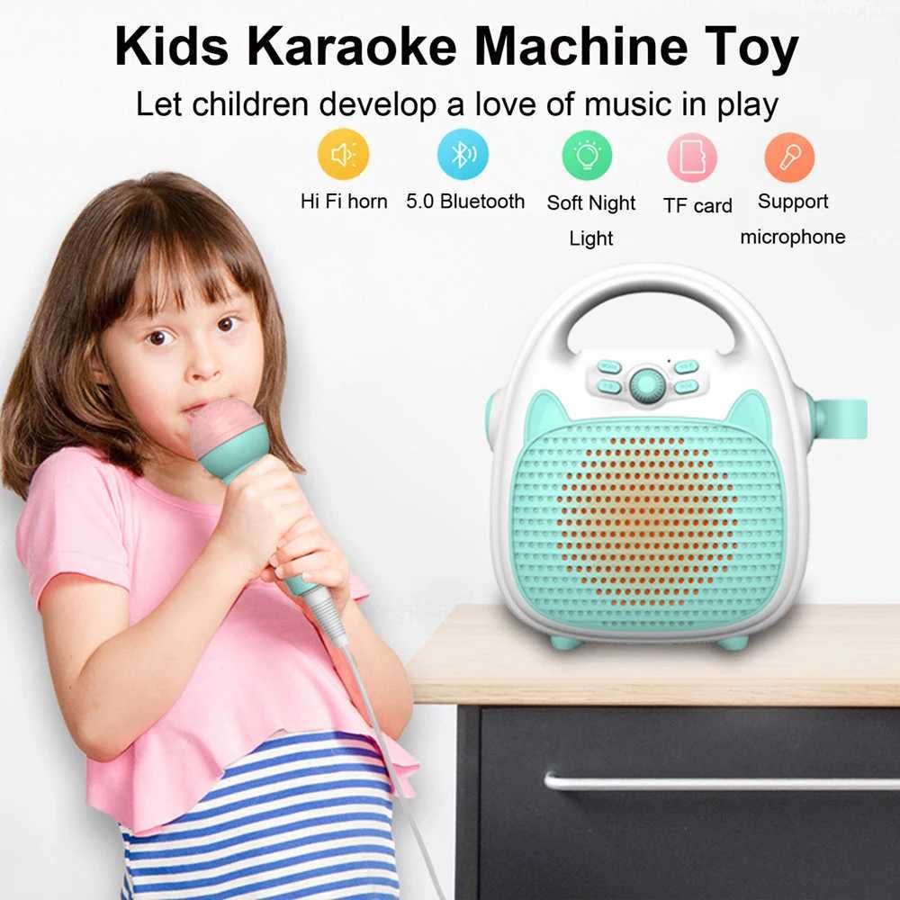 Bluetooth Kids Wireless Music Player Childrens Karaoke Singing Machine Toy Speaker for Boy Girl Party Gift Led Light Support TF C250912