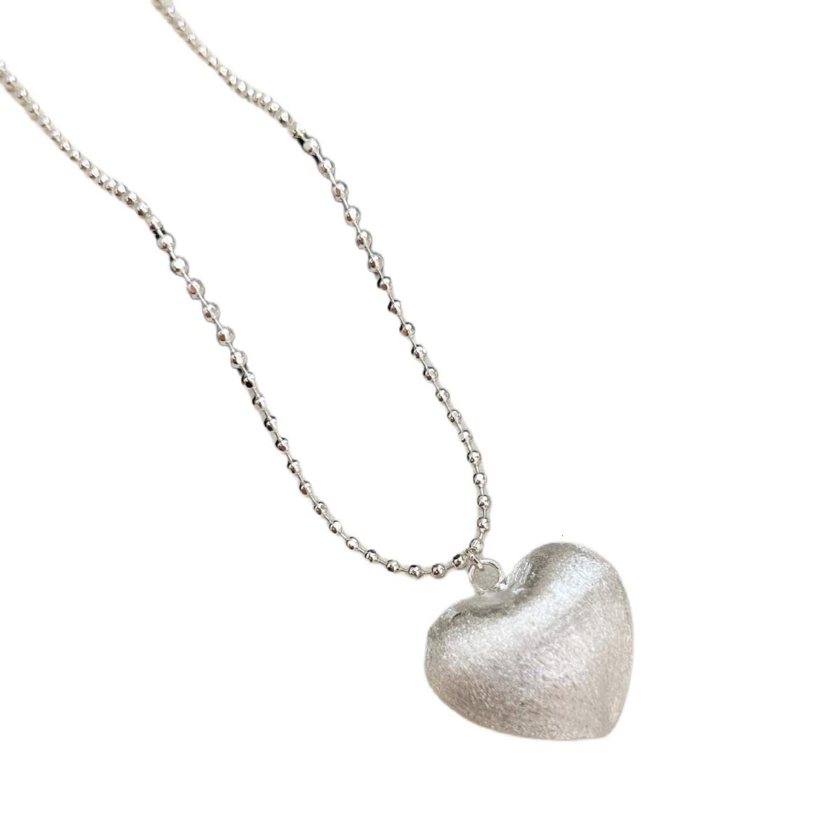 Minimalist Heart Copper Brushed Pendant Necklace Niche Design Fashion Versatile Women's Light Style Choker