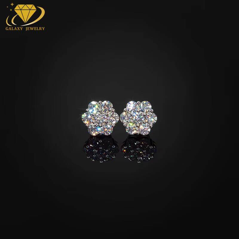 Fashion Jewelry 9MM Stud Earrings D VVS Moissanite 925 Silver Pass the Diamond Tester Moissanite Earring Women Men