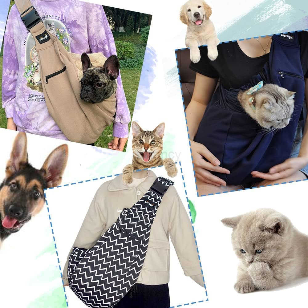Pet Dog Sling Carrier Dog Sling with Net Bag for Carrier Dogs CATsHands Free Pet Bag net Pocket pet Bag KhakiW250912