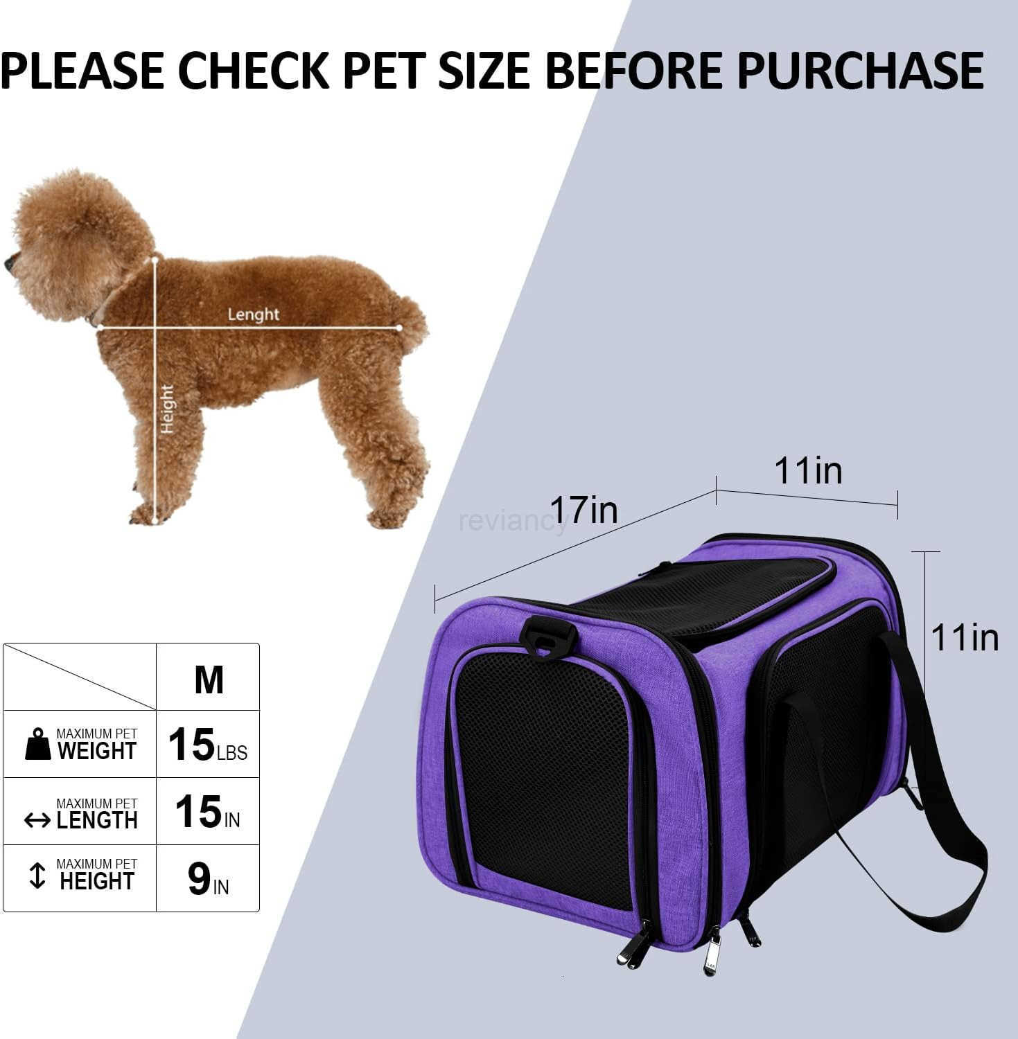 Cat Carriers Dog Carrier Pet Carrier For Small Medium Cats Dogs Puppies Up To 15lbs TSA Airline Approved Small Dog Carrier Soft Sided Collapsible Wate