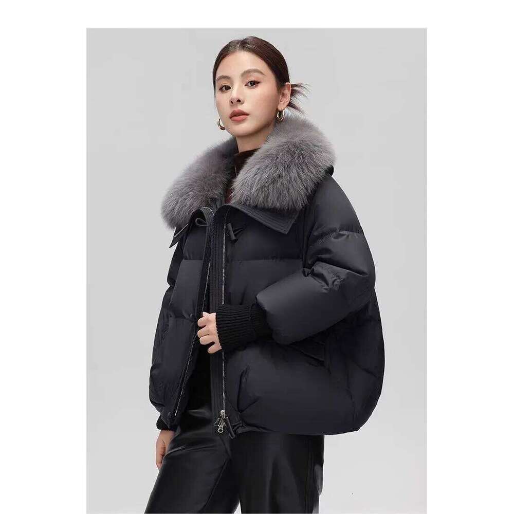 2025 Winter Women's New Down Fashion Korean Loose Cotton Short Large Fur Lapel Thickened Jacket