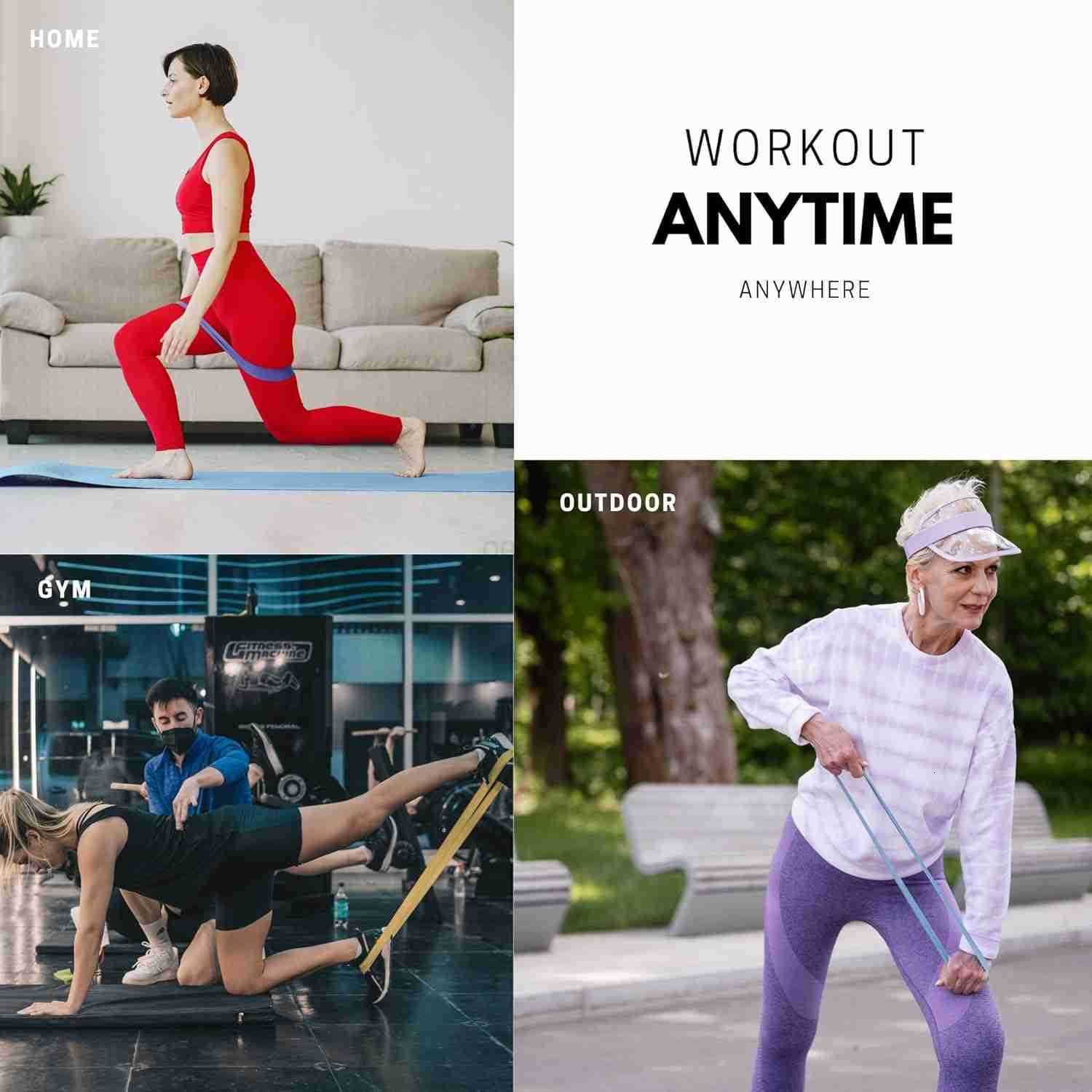 Premium Latex Free Resistance Bands for Working Out Set of 5 Carrying Bag Non Latex Mini Loop Workout Bands Resistance for Women and Men Physical Ther