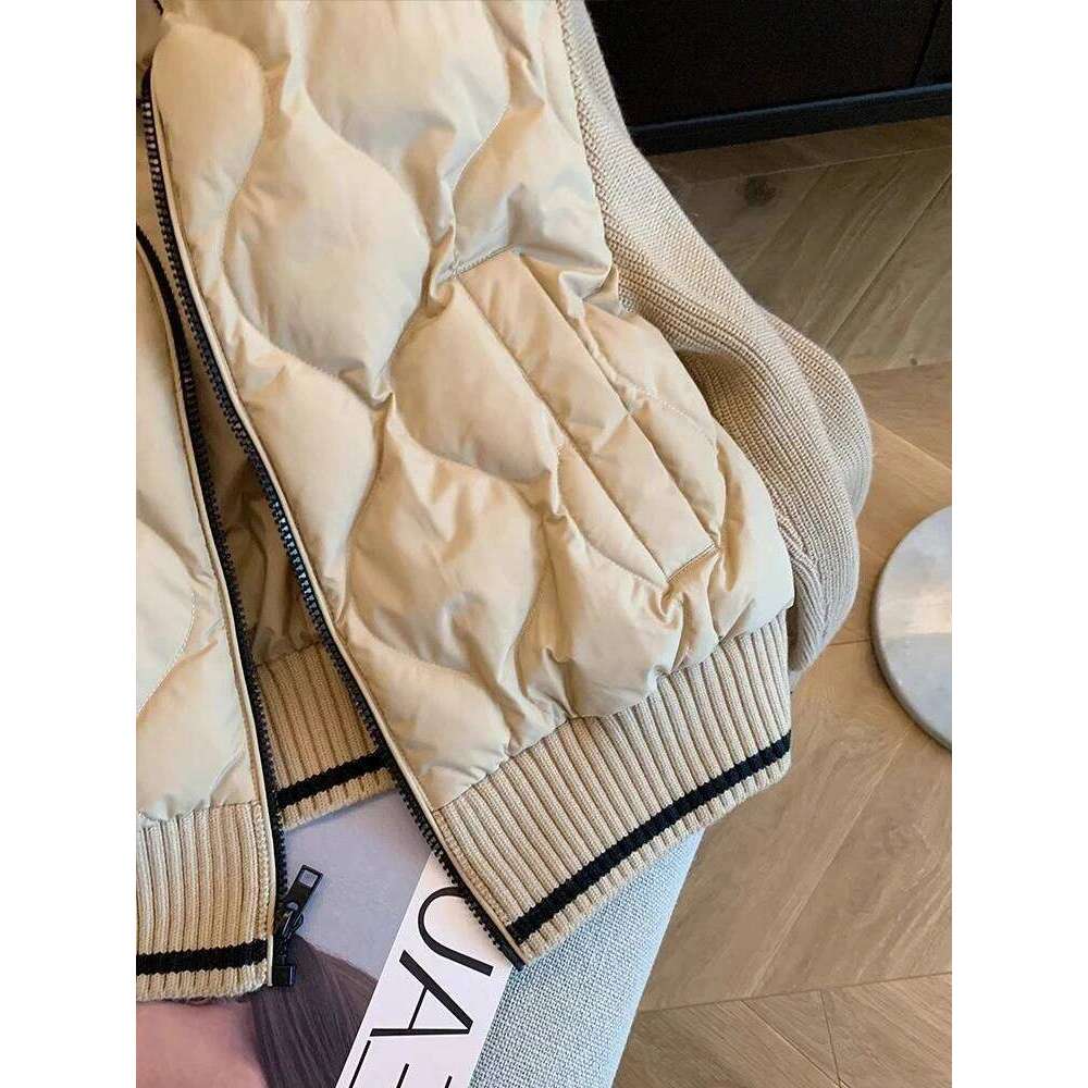 Retro Splice Knitted Cotton Jaet Lightweight Zipper Closure Youth Faion Autumn Winter Outerwear For Men And Women