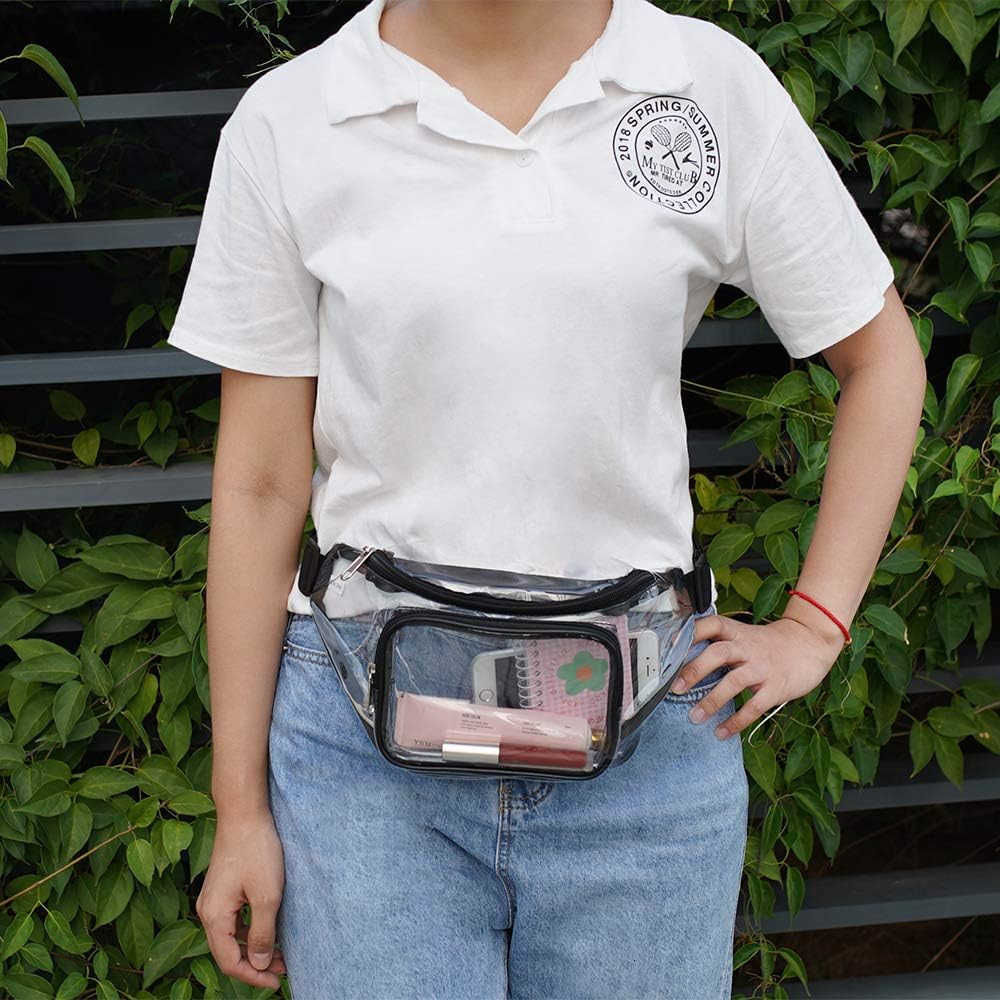 Clear Fanny PackStadium Approved Waist Pack for Festival GamesTravel and ConcertsBlackW250912