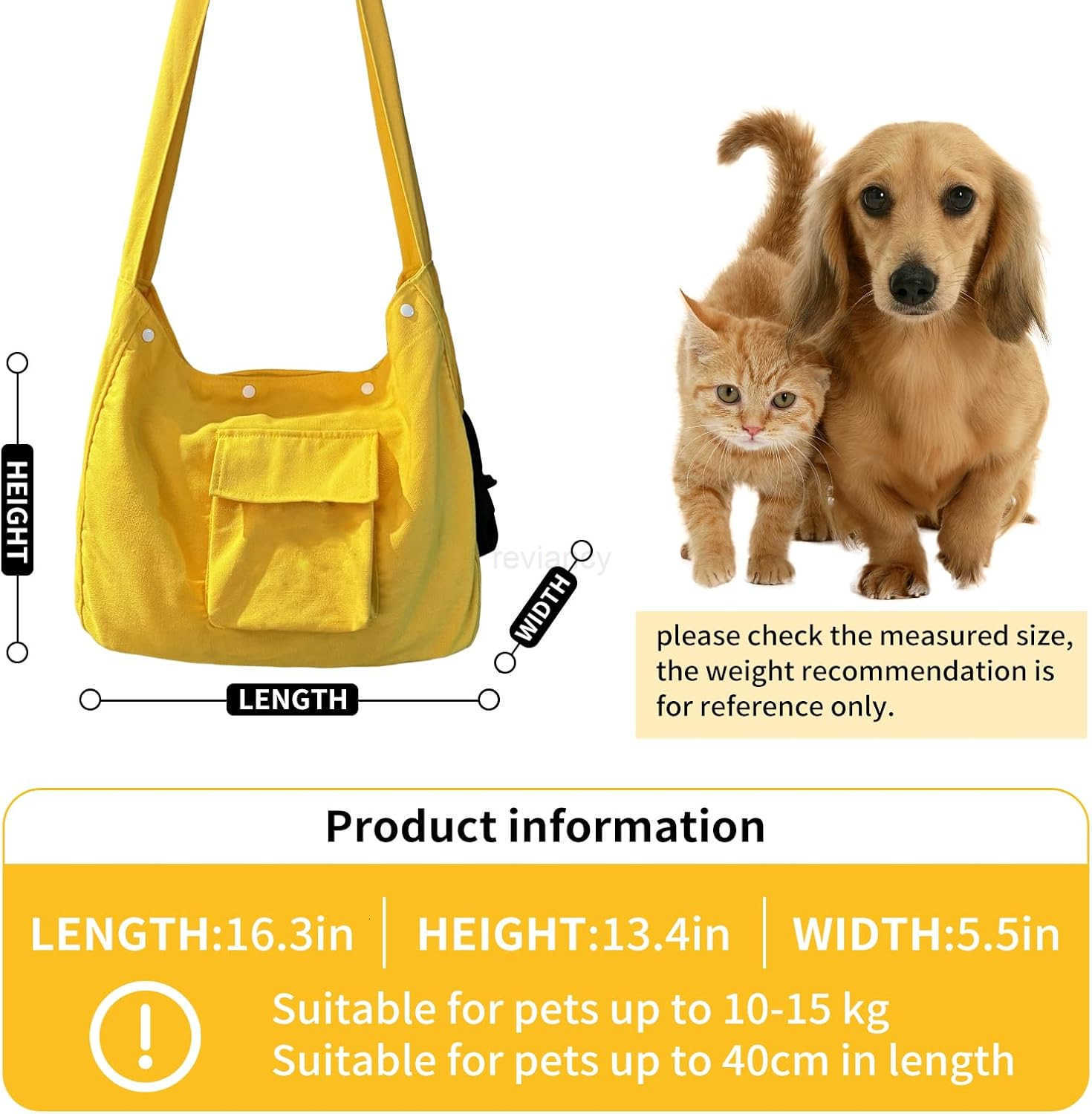 for Small Dogs and CATs CAT Sling Carrier for ClAW Care Nail Trimming Shoulder Canvas Carrying Bags Fits 2130lbs for Walking Travel OutdoorYellowW2509