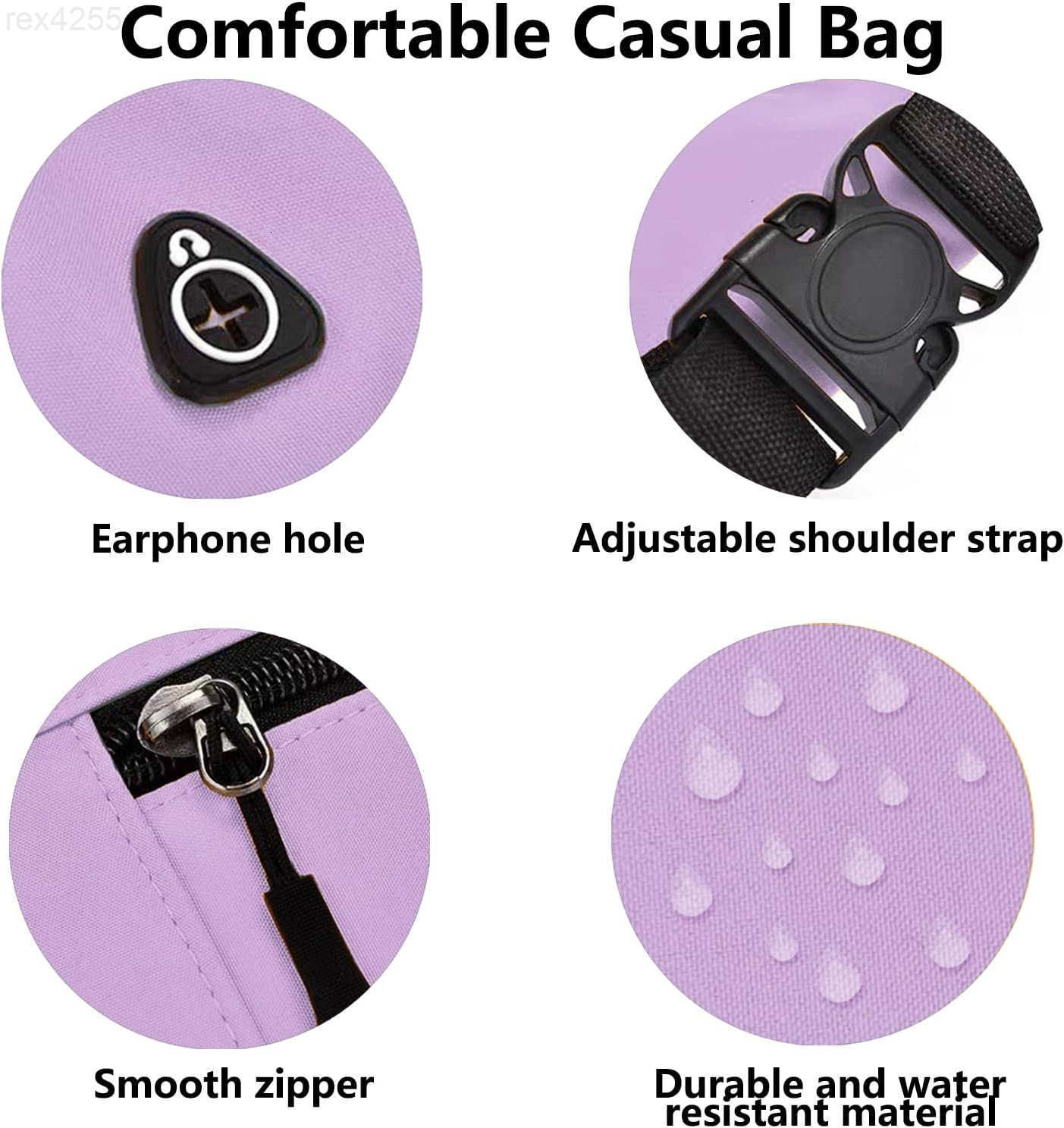 Crossbody Fanny Pack for Men Women Fashion Waist Bag Pack with Adjustable Strap for Outdoors Casual Belt Bag for Travel Walking RunningLight PurpleW25