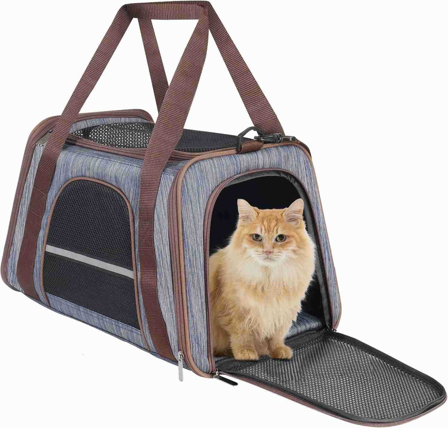 Soft Cat Carrier with Top Mesh Window Pet Carrier Breathable for Medium Cats and Small Dogs Puppies up to 15 lb BlueW250912