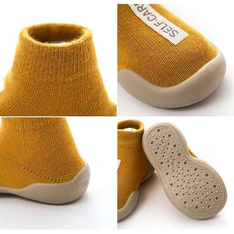 Unisex Shoes Walkers Toddler First Walker Girl Kids Soft Rubber Sole Baby Shoe Knit Booties Anti-slip