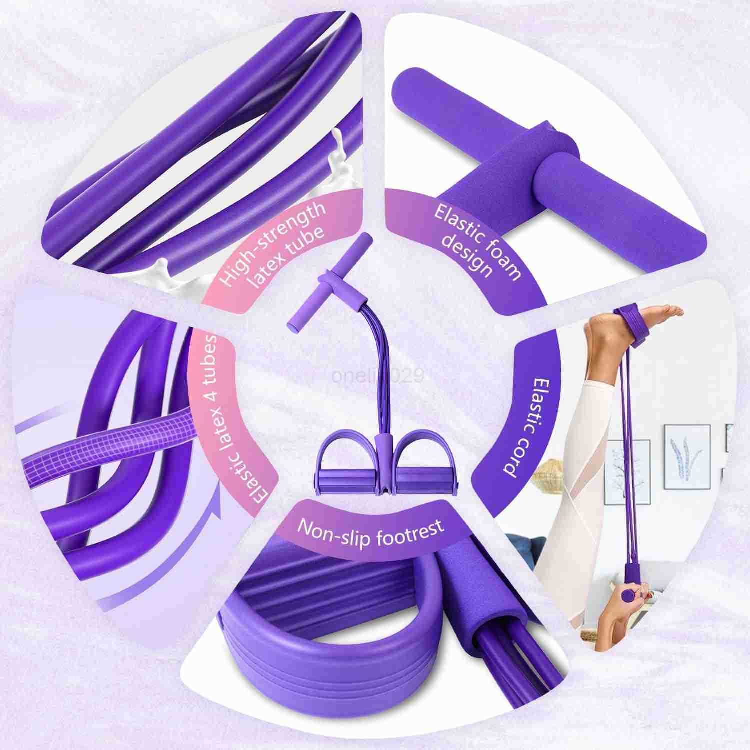 21 Fitness Resistance Bands4 Tube Pedal Ankle Puller2025 Upgrade Stretch Bands for ExerciseAB Training Auxiliary DevicePedal Resistance Band with Hand