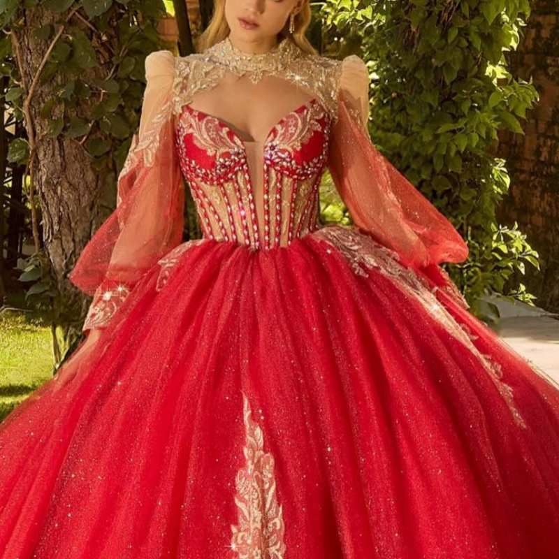 Red Shiny Ball Gown Quinceanera Dresses Off The Shoulder Applique Lace Beads Party Birthday Sweet 16 Dress Vestidos 15 De Anos