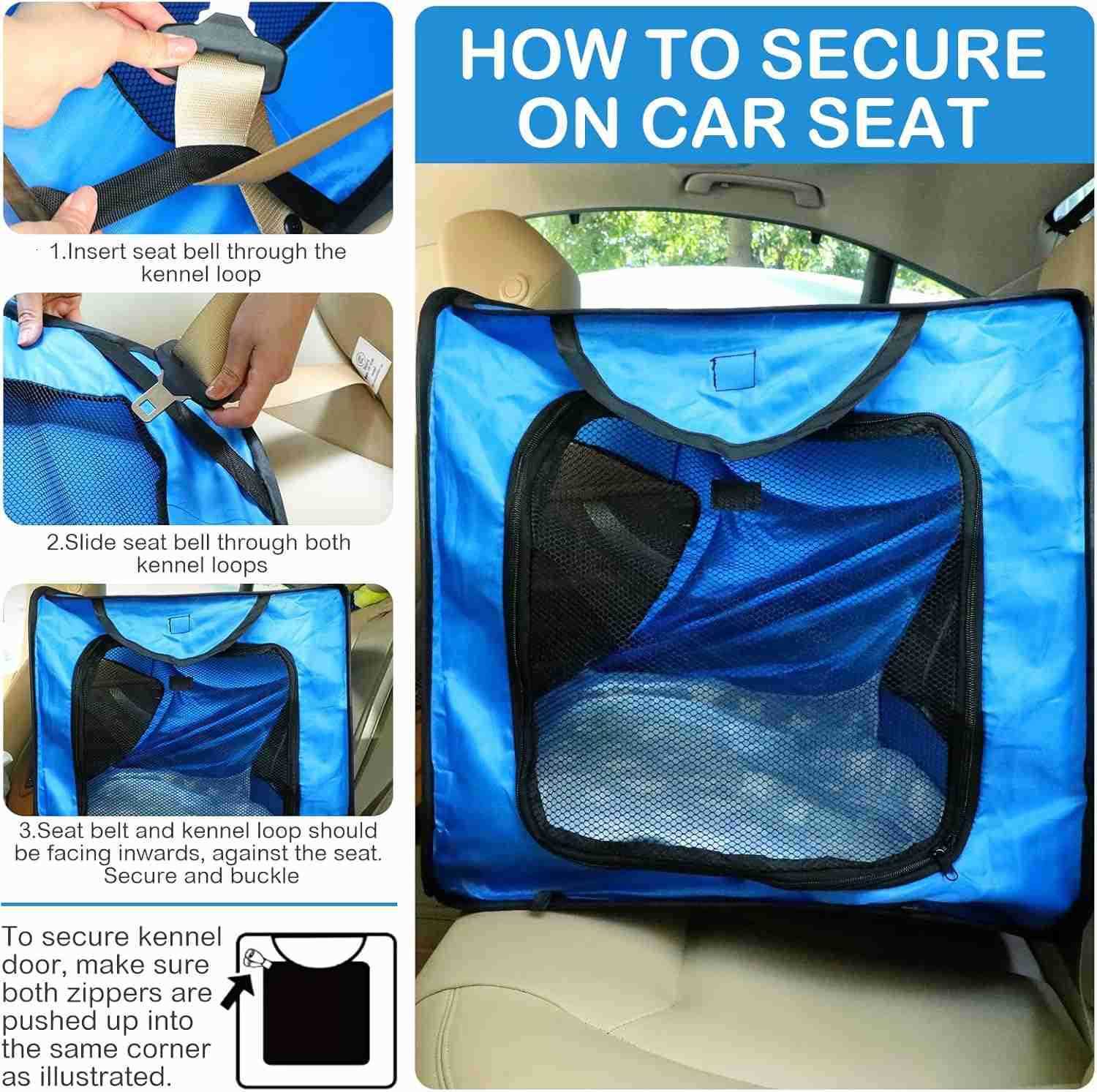 37 Inch Collapsible Dog Crate with Mat Liner Pop up Dog Kennel Waterproof Portable Car Seat Kennel Travel Crate for Pet Indoor Outdoor Cat Bed Collect