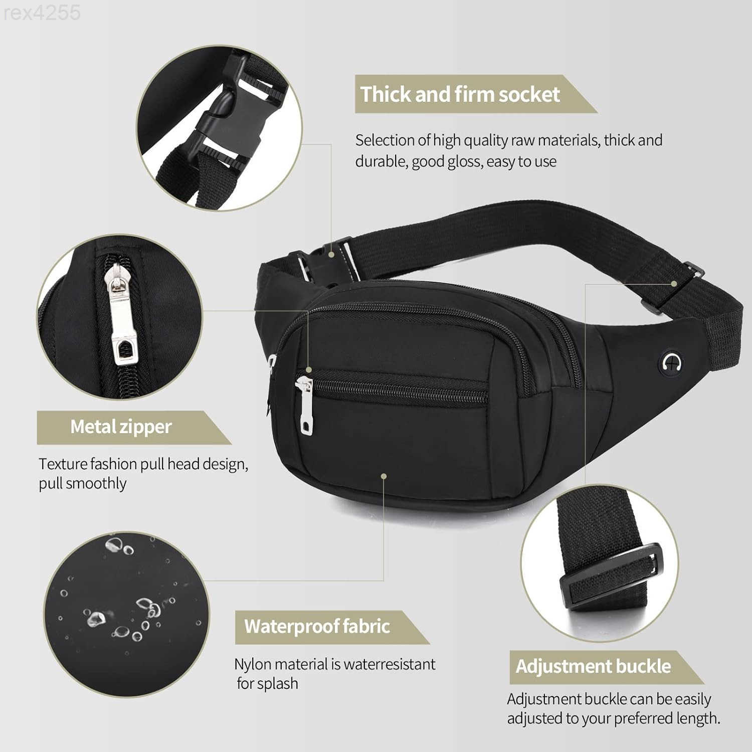 Crossbody Fanny Pack for MenWomenLarge Waist Bag Hip Bum Bag with Adjustable Strap for Outdoors Workout Traveling Casual Running Hiking CyclingW250911
