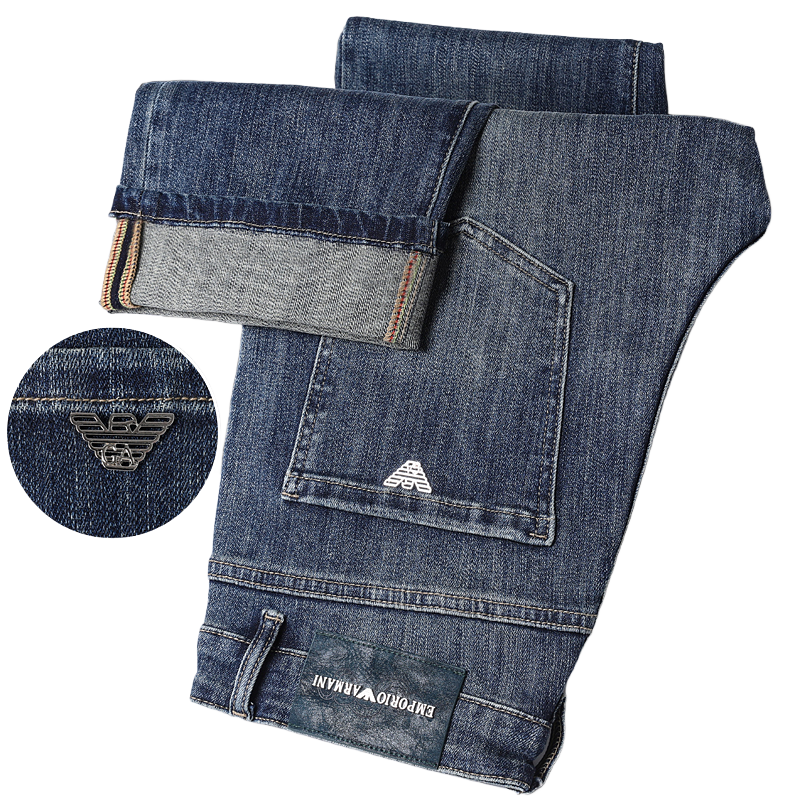 Men's Jeans Autumn Winter Men Slim Fit European American High-end Brand Small Straight Pants XW2182-99