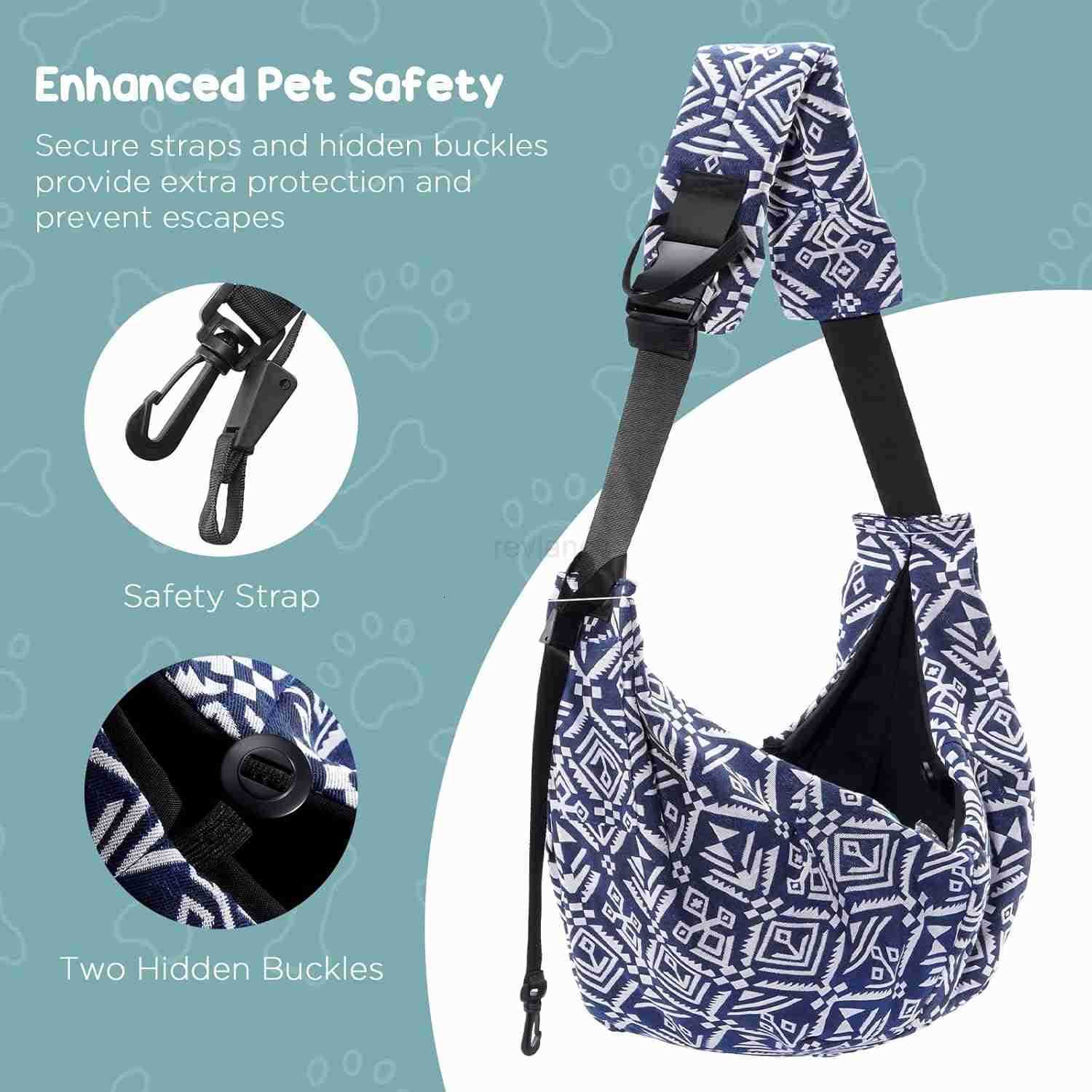 Dog Sling for Small Dog Cats Under 15lbs HandsFree Crossbody Pet Carrier with Adjustable Padded Strap Extra Pocket Safe Soft Pouch Bag for Puppies Wal