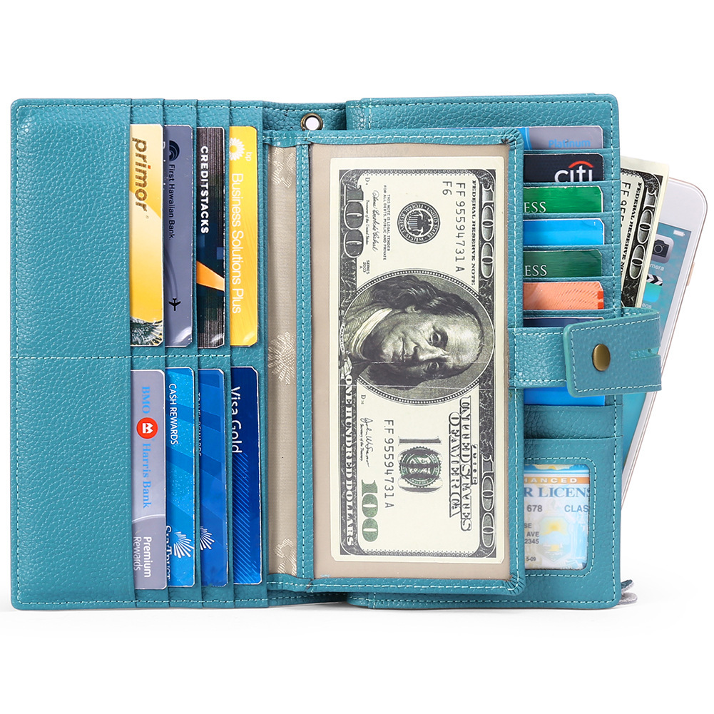 Women's Wrist Long Zipper Multi-Card Slot Genuine Leather Large Capacity Clutch Fashion Cowhide Wallet Coin Purse ddmymoon