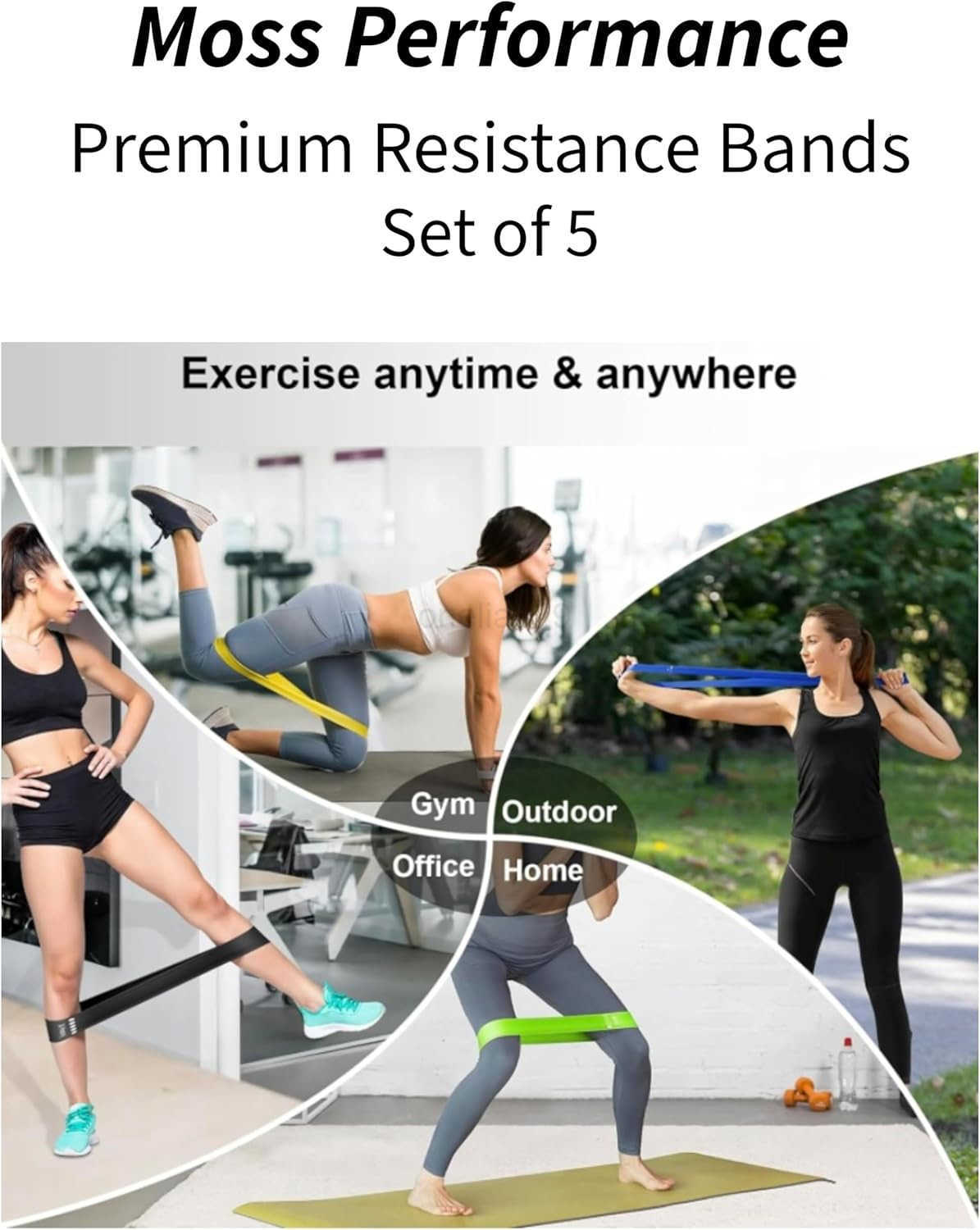 Resistance Bands for Physical Therapy Strength Training Pilates Exercise Home Workouts Strong Latex Rubber Loop Bands Set of 5 W250912