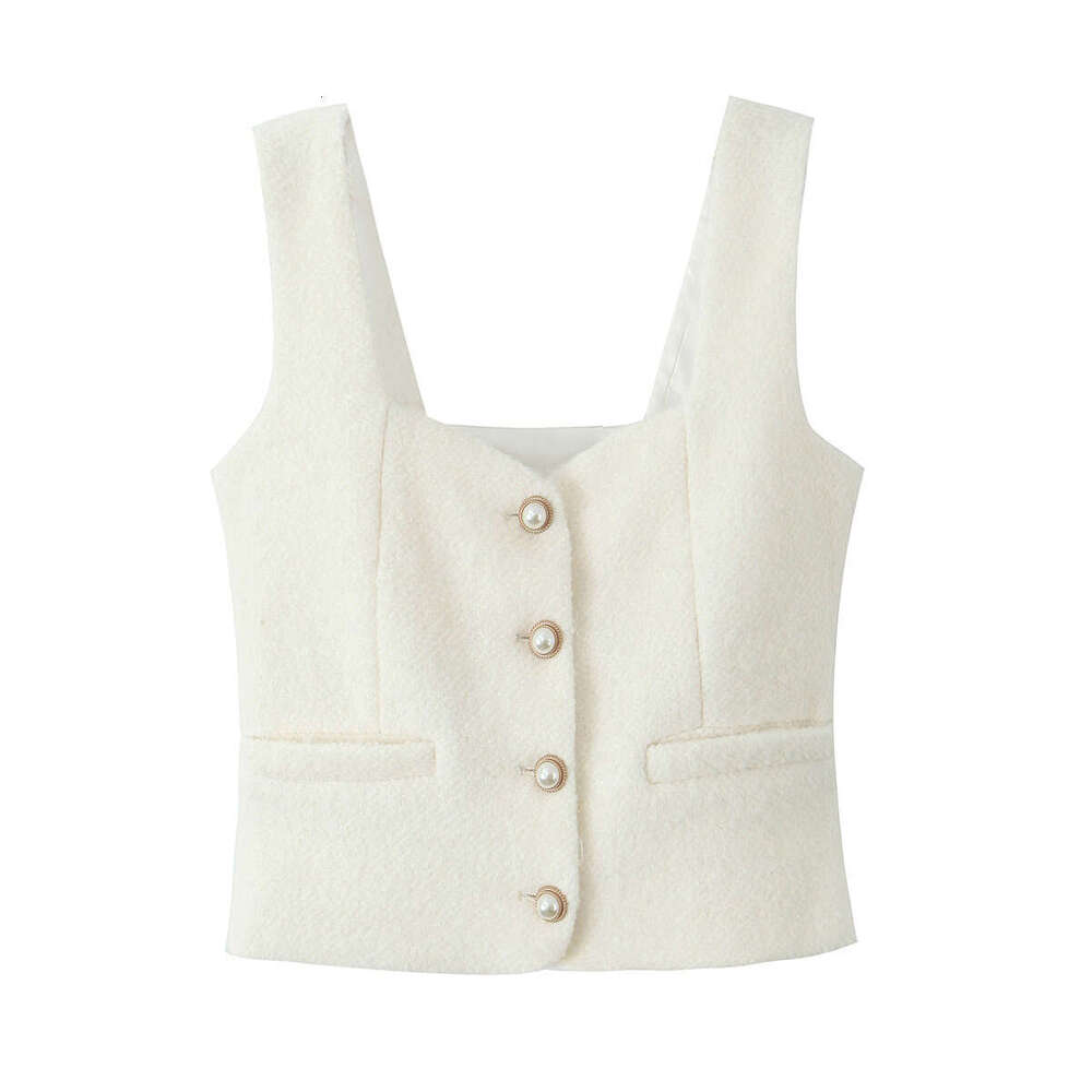 DHEssentials 2025 Summer New Style Chanel-inspired Single-breasted Decorative Camisole + High-waisted Elegant Midi Skirt Set