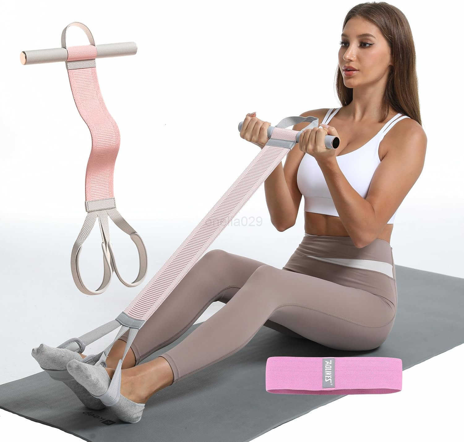 Multifunctional Tension Rope Set SitUp Assistance Knitted Fitness Equipment for AbdominalWaistArmLeg Stretching Weight Loss TrainingGift a 90 Pound Kn