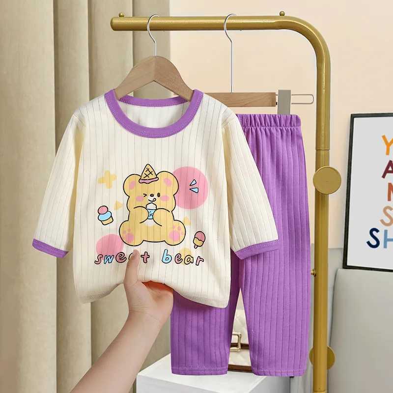 Early Spring Long Sleeve Underwear Thin Cotton Home Clothing For 14Years Old New Style Baby Cartoon Print Sleepwear 2 PieceSet C250912