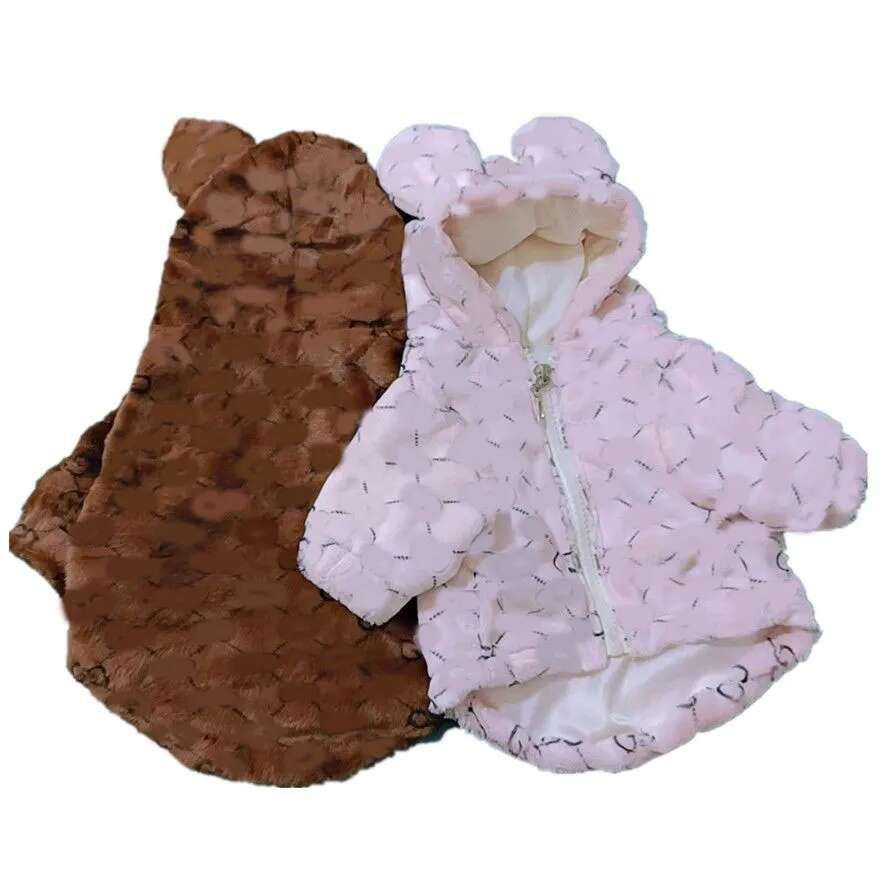Designer Pet Dog Fur Hooded Classic Rabbit Hat Autumn and Winter Thickened Coat Fadou Bears corgi Cute Fashion Jacket White Pink brown Free shipping