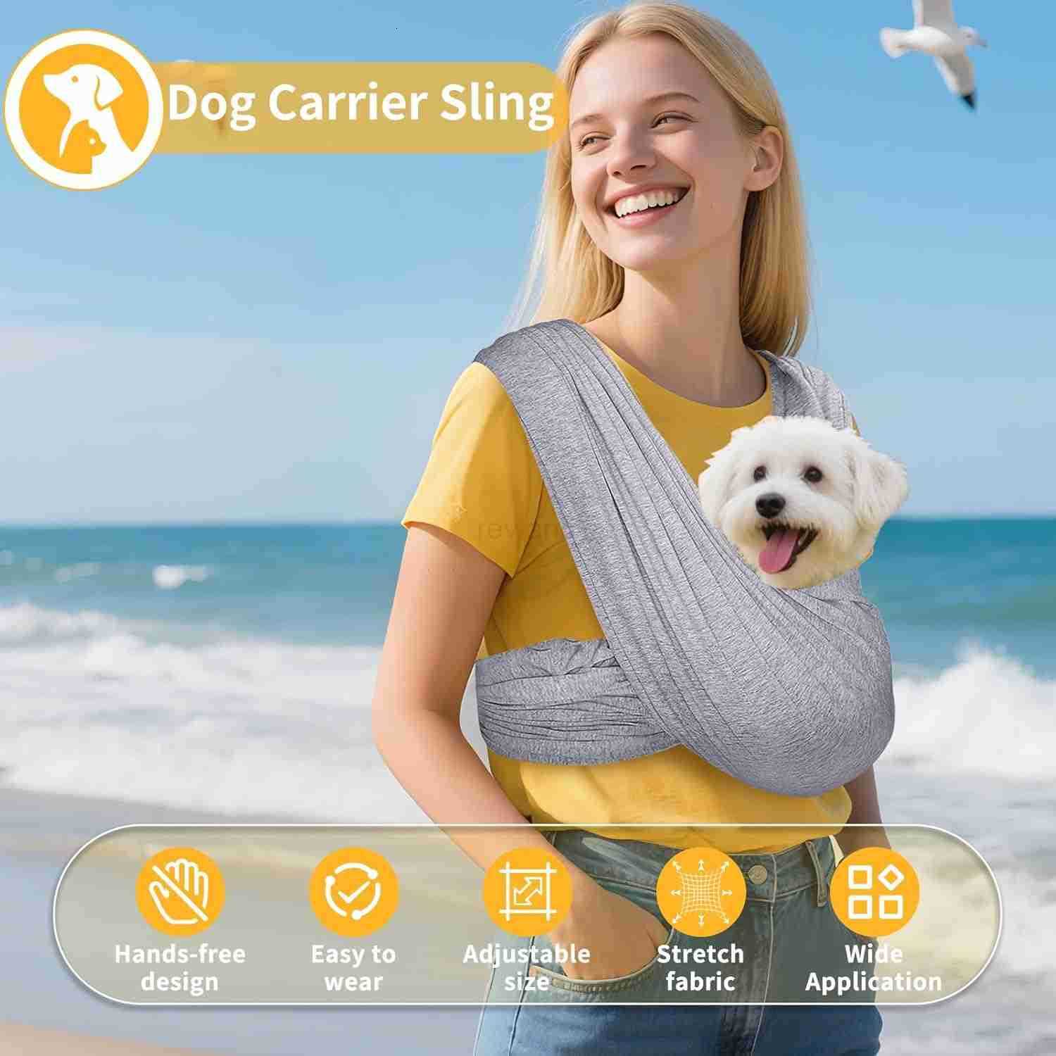 Carrier Sling Pet Carry Slings Front Pack Adjustable Dog Carriers for Small Dogs Portable Pet Carrier for Dogs Dog Backpack Carrier GreyW250912