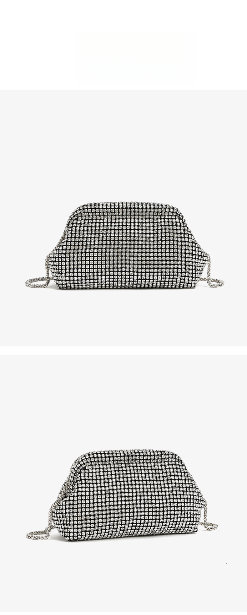 TB BHULAMTE Luxury Designer Bag 2025 French Light Luxury Diamond Inlaid Shell Bag Water Diamond Evening Dress Bag Women's Handheld Diamond Inlaid