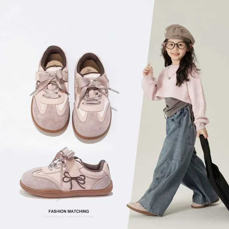 2025 Children Casual Sneakers for Girls Spring New Fashion Korean Style Soft Antislippery Versatile Chic Sweet Bowtie Shoes Y250912
