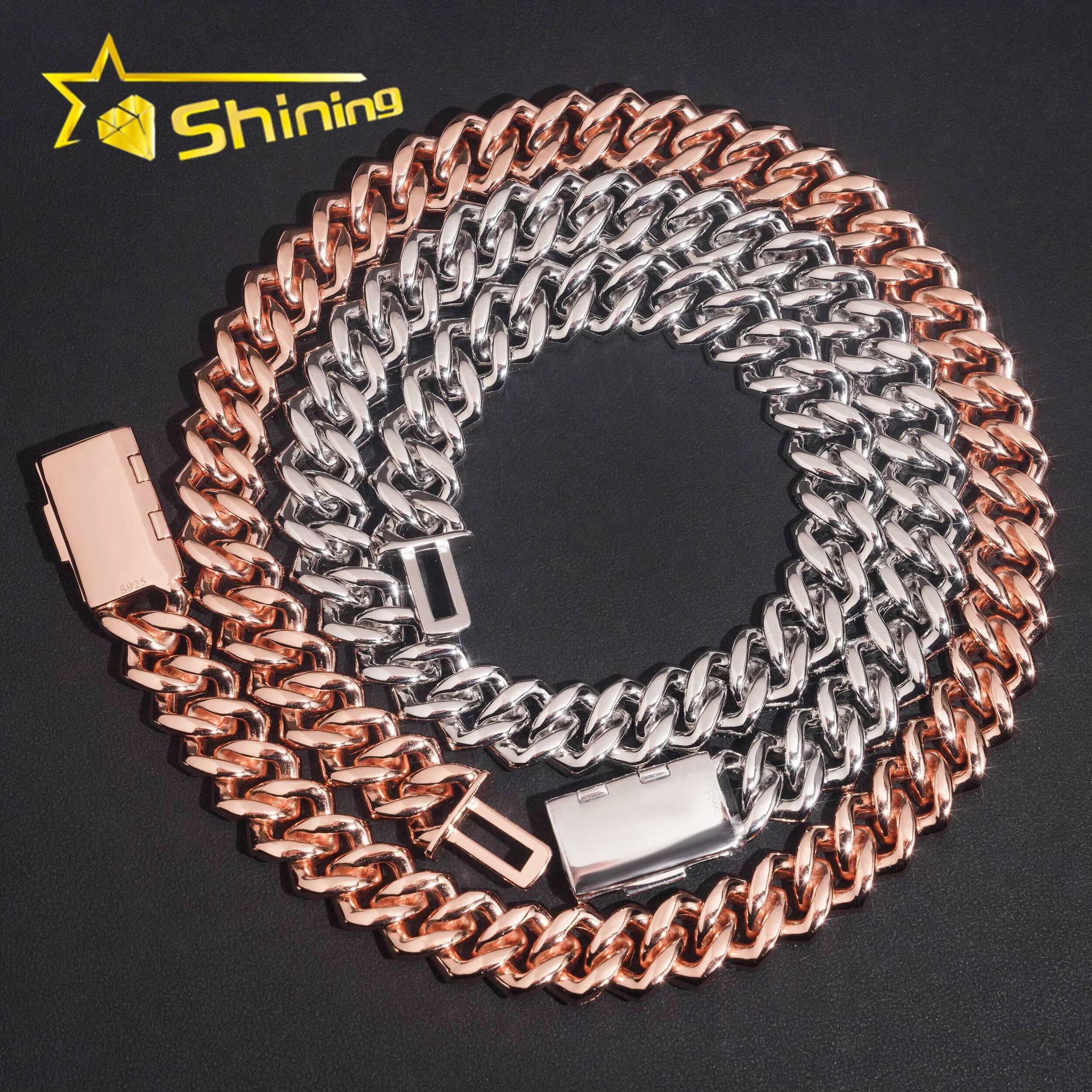 Local Stock Fast Shipping 925 Silver Hip Hop Rapper 18mm Iced Out VVS Moissanite Cuban Link Chain