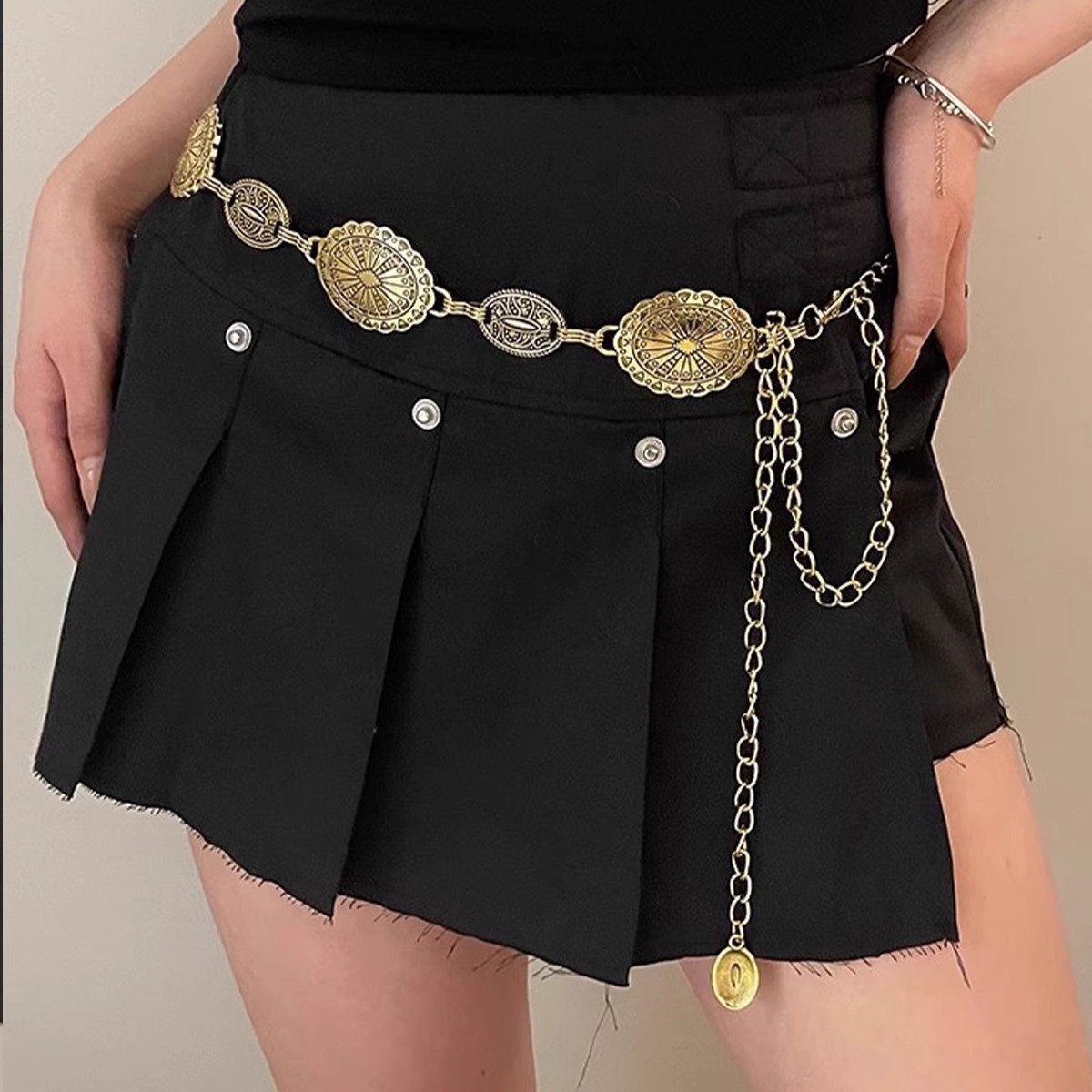 Retro Bohemian Metal Waist Chain Women's Western Metal All-match Sweater Denim Chain Belt Chain Waist Seal Trend