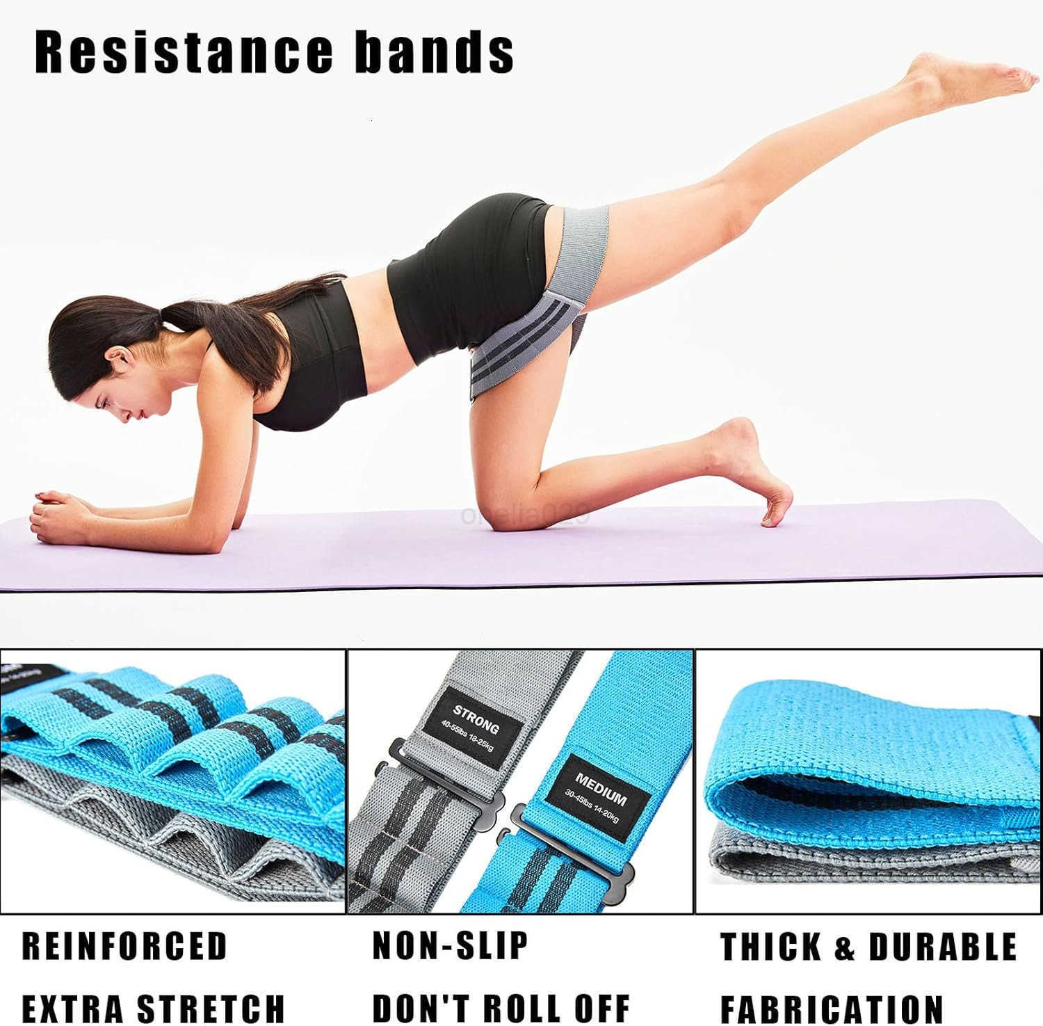 Adjustable Fabric Resistance Bands for Squats Glutes Legs 5 Levels of Customizable Size Width Tension NonSlip Booty Bands for Men and Women Pilates Yo
