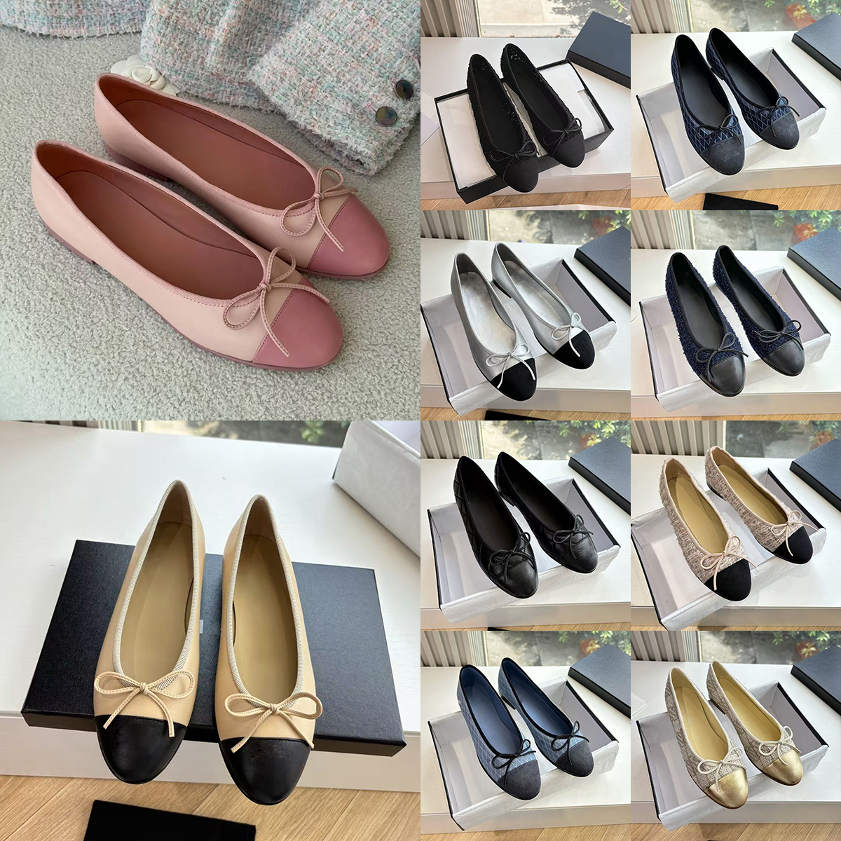 Free Shipping Top Designer shoes Women Ballet Flats Hollowed Espadrilles Sandals Woven Flat Mules Mesh High Heel Breathable Dress Shoes