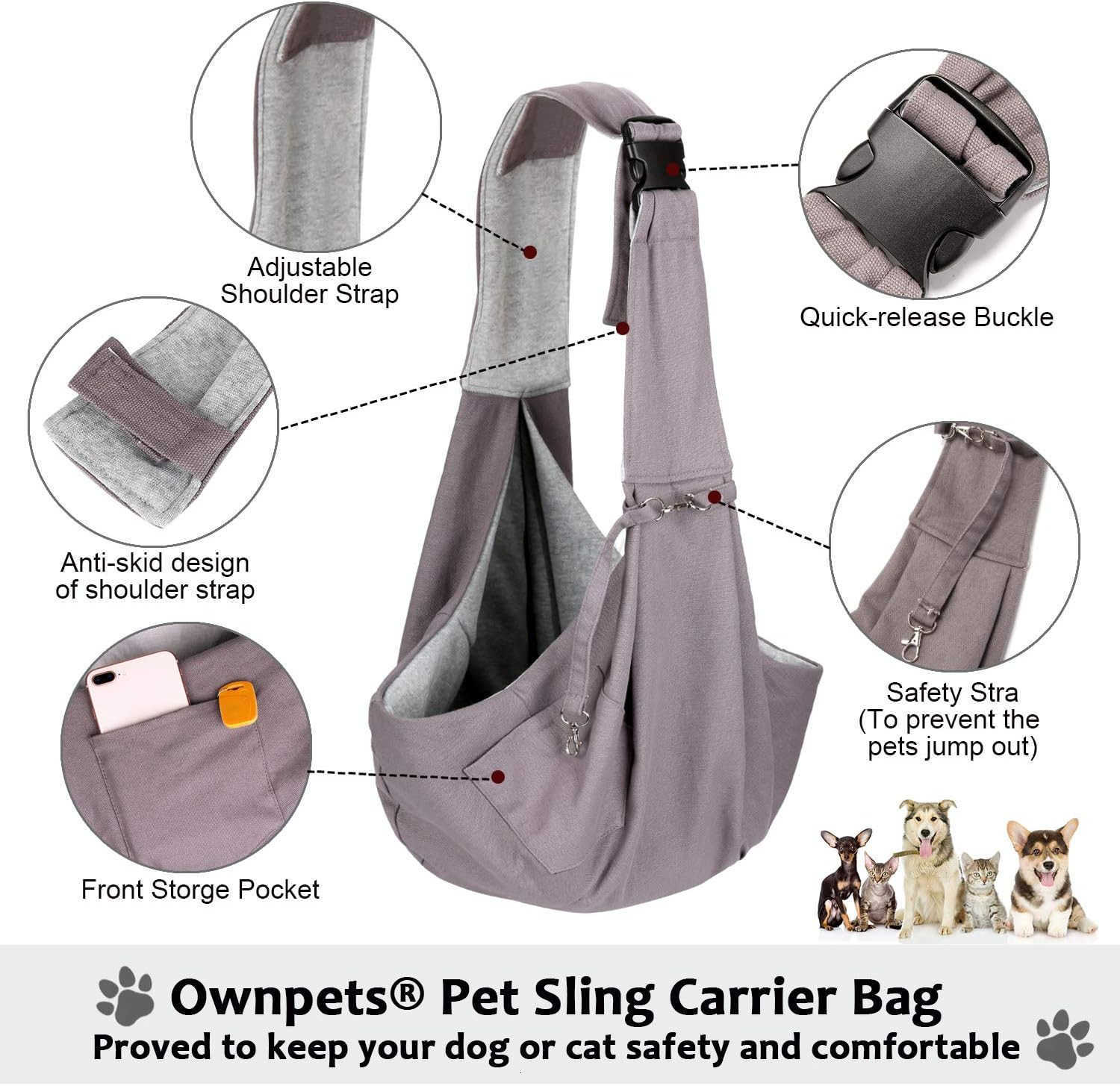 Pet Sling Carrier Pet Sling Carrier Bag SafeFit 1015lb CatsDogs Comfortable Adjustable Perfect for Daily Walk Outdoor Activity and Weekend AdventureW2
