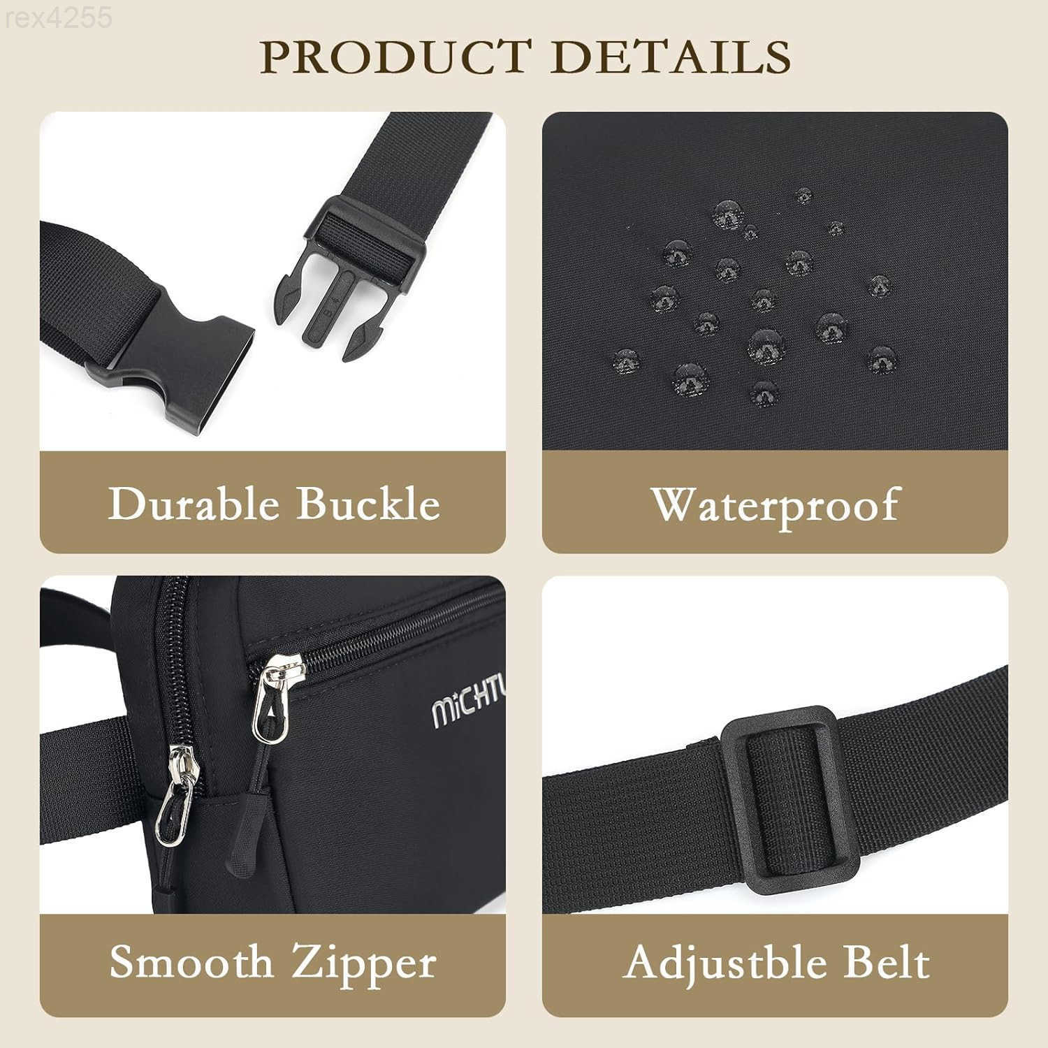 Bag Nylon Cross Body Fanny Pack for Women MenWaterproof Fashion Waist PacksCrossbody Bags with Adjustable Strap BlackW250912