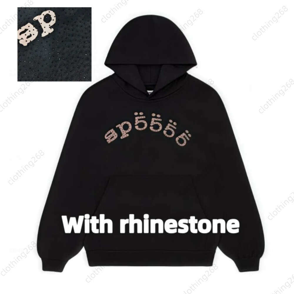 Spider Hoodie Design Unisex Inspired Sweatshirts Rhinestone 55555 Hoody Grid Five Cobweb Pink Tracksuit Young Thug Casual And Loose Y2k Pullover Hip Hop Style 9A2