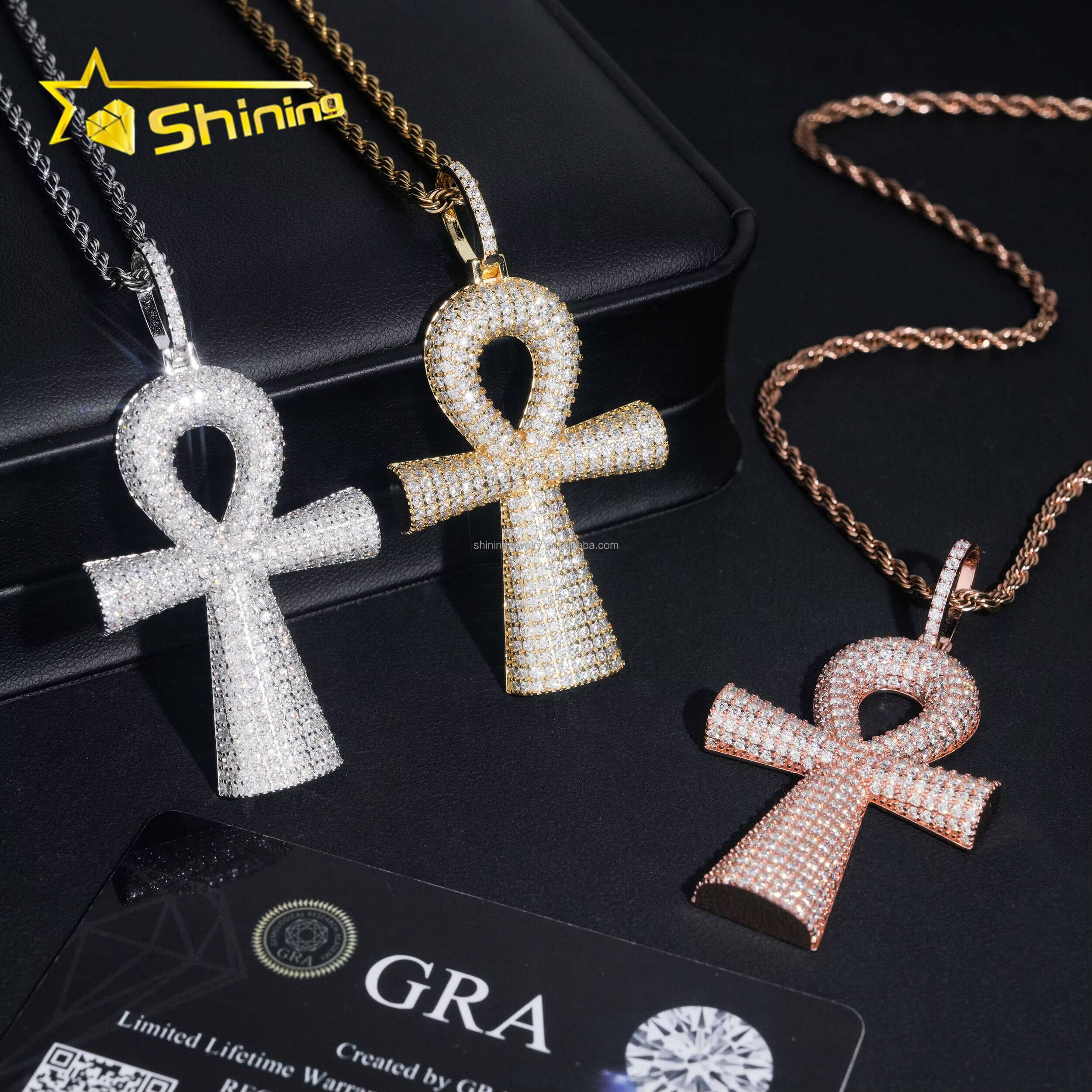 Bulk Stock New Design Hot Sale Hip Hop Stylish GRA Certificate VVS1 Moissanite Diamond S925 Silver Iced Out Man Cross Pendant