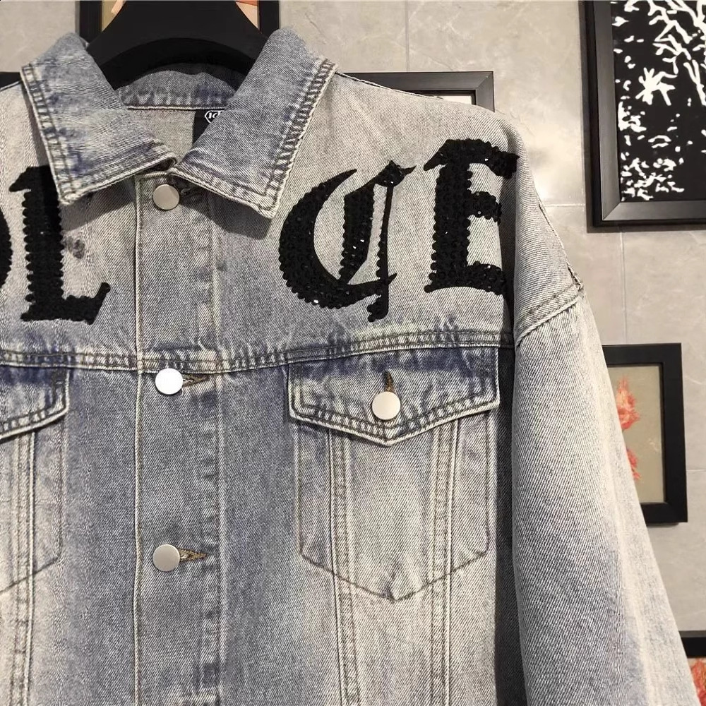 YASUGUOJI Punk Style Fashion Eagle Embroidered Patch Jean Jacket Men Denim Jackets Streetwear Slim Black Jacket Men 240824