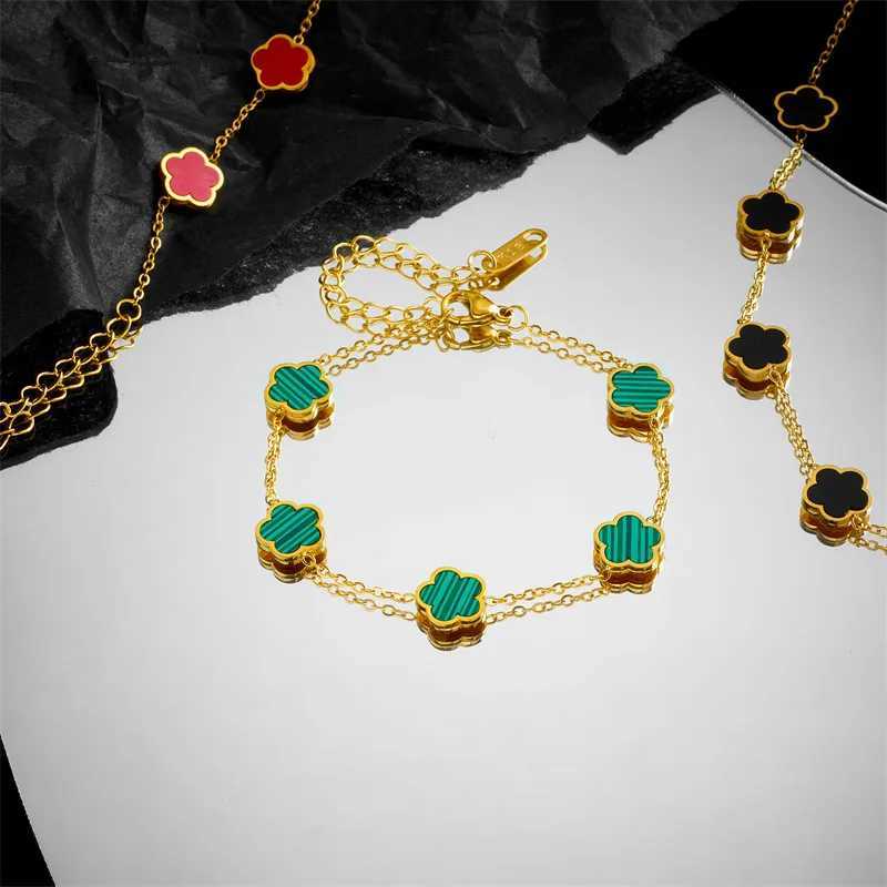 Lucky Cute Colorf FiveLeaved Flower Stainl Steel Bracelets for Wen Fashion Light Luxury Paty Jewelry Gifts Wholes S250912