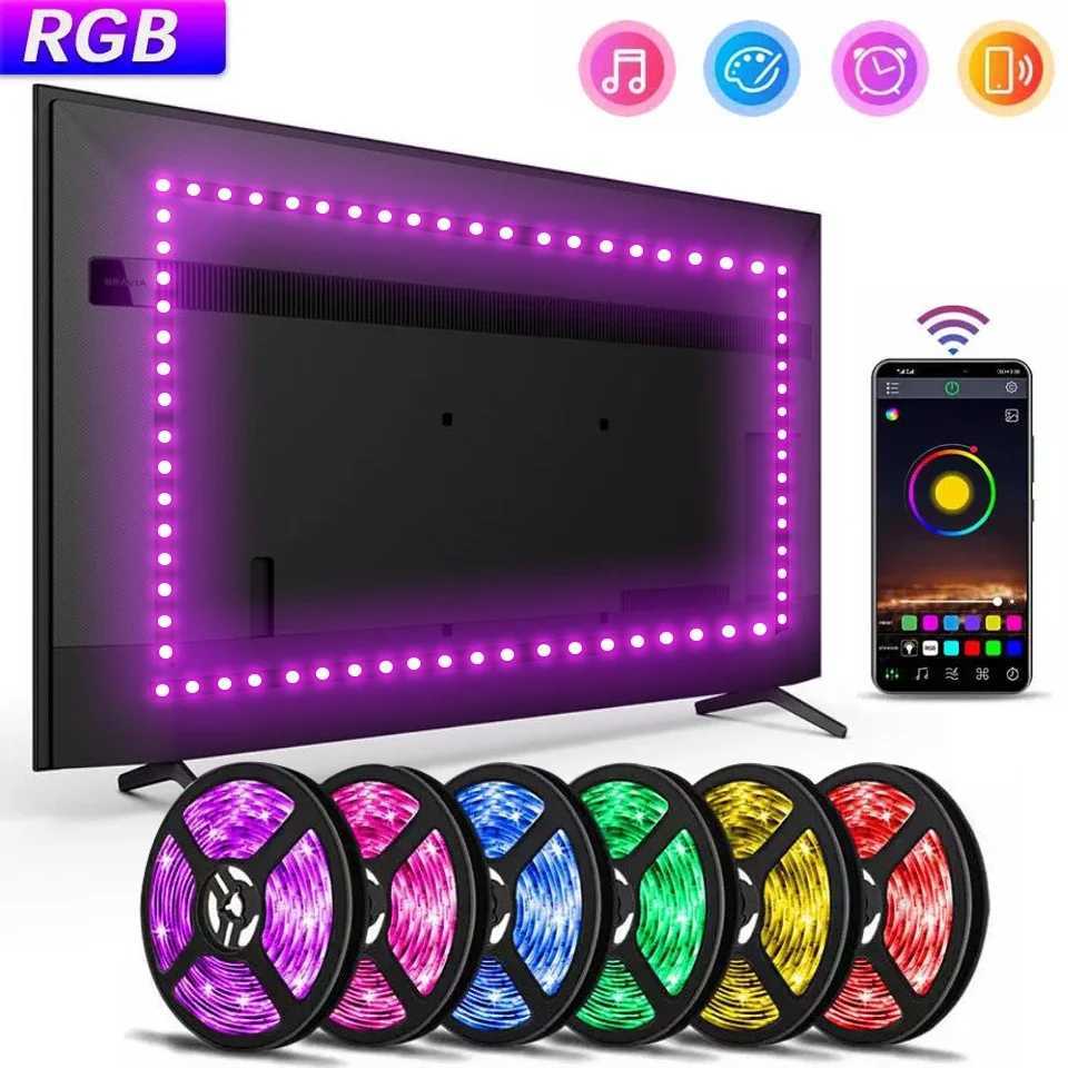 RGB5050 LED Strip Lights Bluetooth APP Control 5V USB LED Strip Flexible Ribbon Tape For TV Backlight Room Decoration C250912