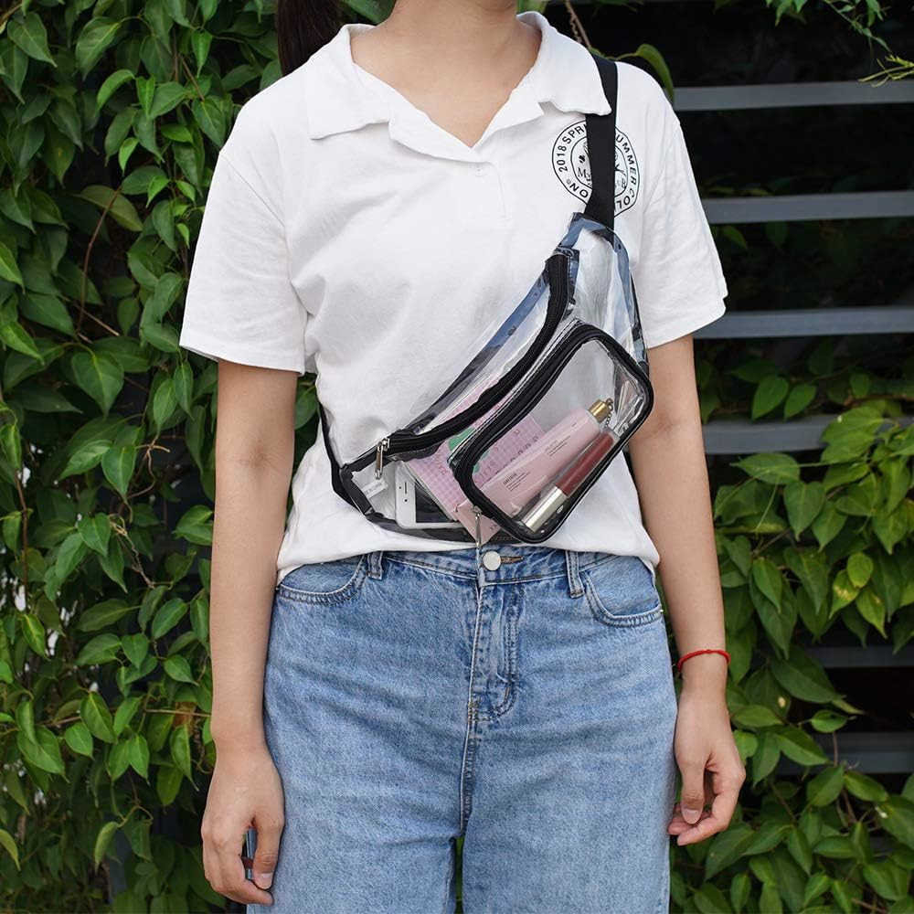 Clear Fanny PackStadium Approved Waist Pack for Festival GamesTravel and ConcertsBlackW250912