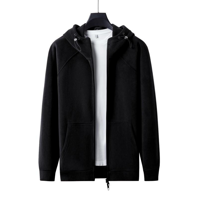 400g double-sided fleece zipper black hoodie sweatshirt with customizable design embroidered soft breathable fashionable and casual hoodie for man