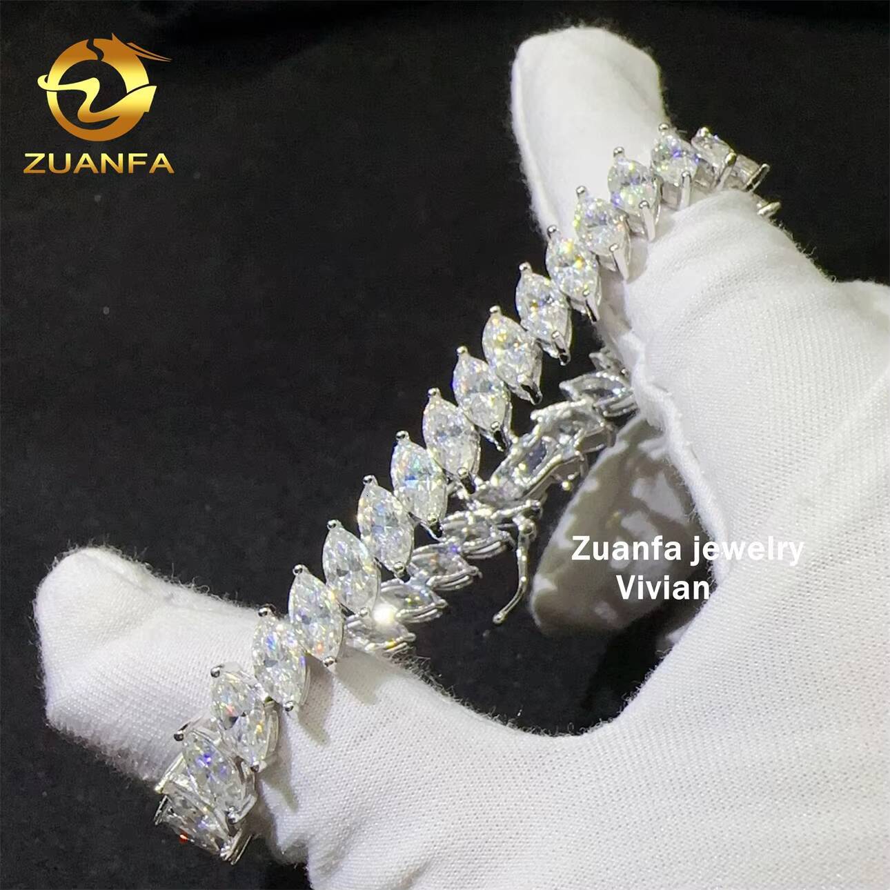 Hip Hop Jewelry Iced Out 8mm VVS Moissanite Diamond 925 Sterling Silver GRA Certified Tennis Chain Bracelet