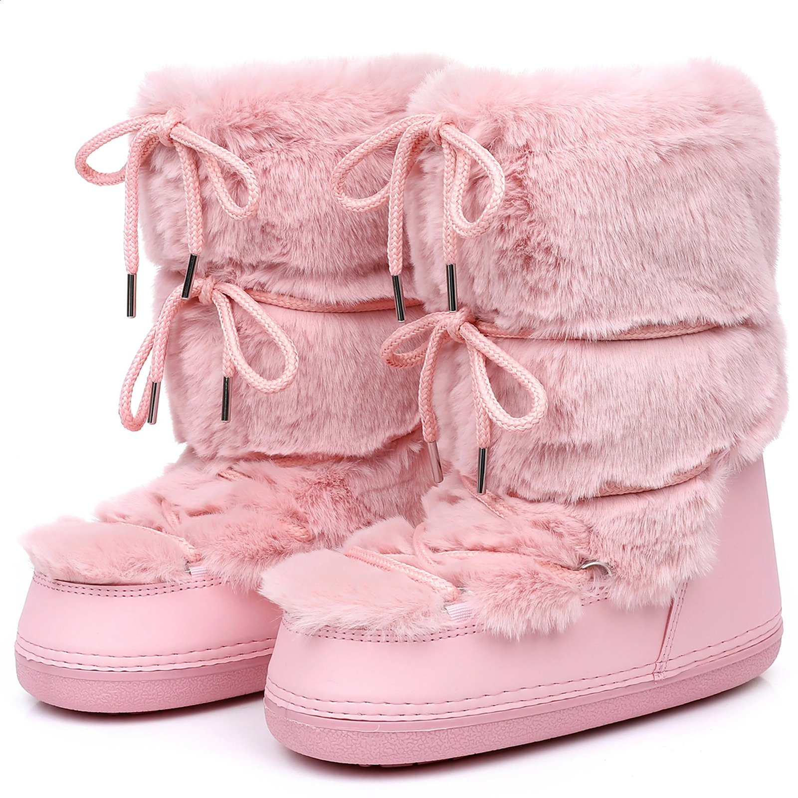 Fluffy Fur Boots 2025 Winter Fashion Sexy Faux Fox Fur Snow Boots Ladies Furry Warm Cotton Boots Female Outdoor Ski Boots 250911