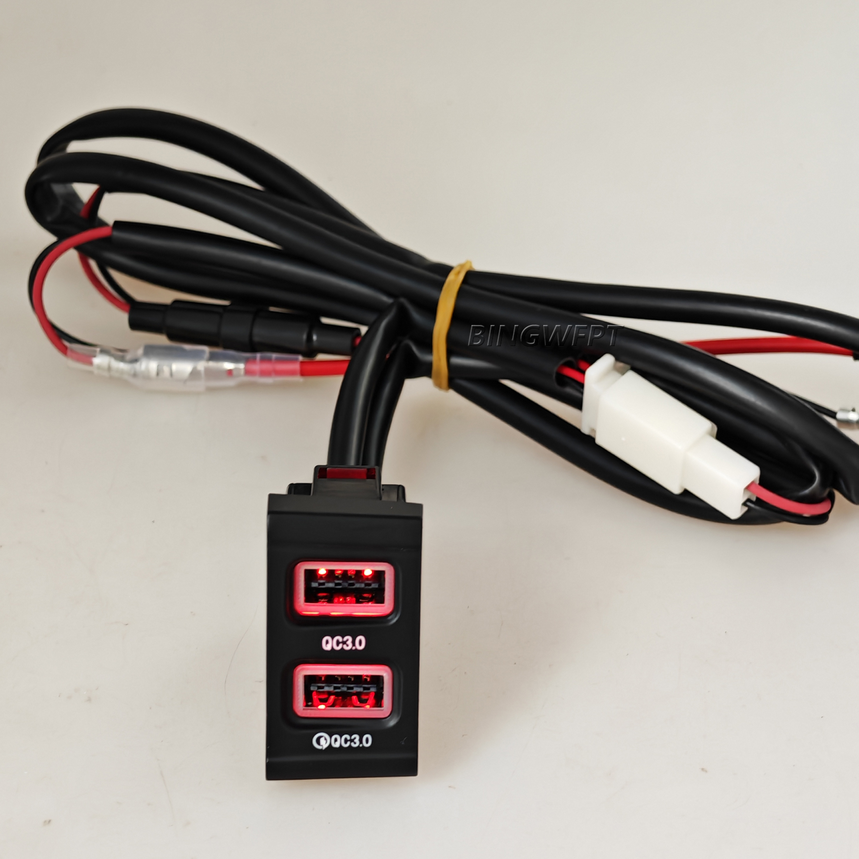 Black LED Car Charger With Dual QC3.0 USB Socket Charging Power Adapter Button For Modern Elantra