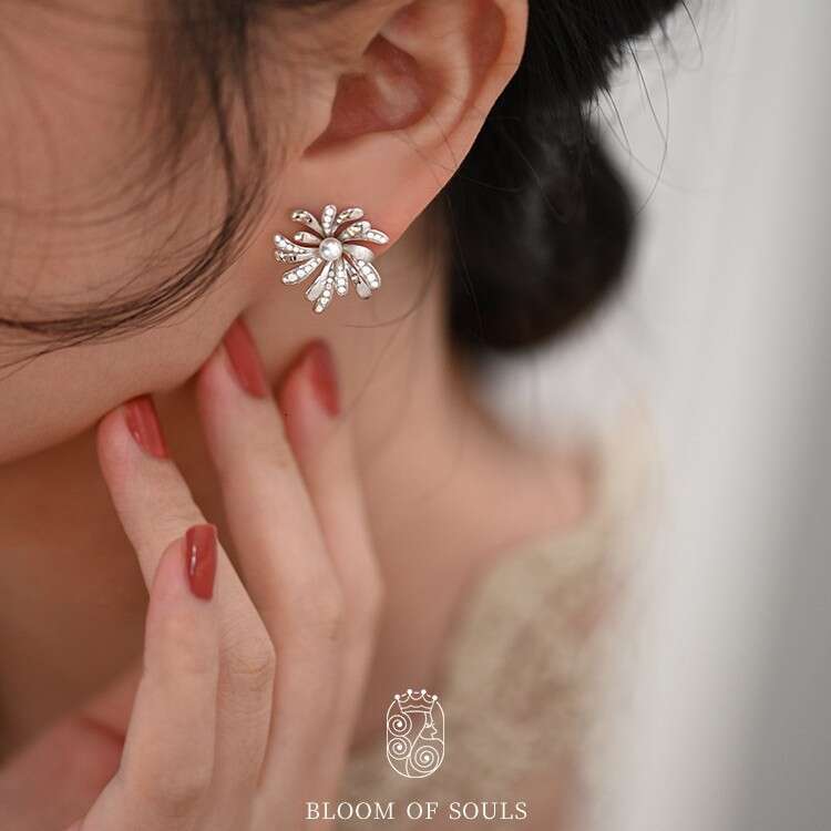 Izu Fireworks S Pure Sier Freshwater Pearl Elegant Earrings for Women Summer New