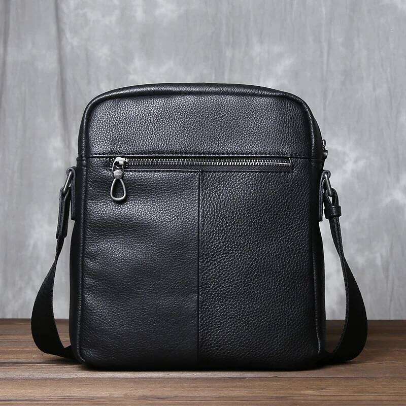 JLFGPJ News Genuine Men's Vertical Shoulder Top Layer Leather New Solid Color Casual And Versatile Messenger Bag