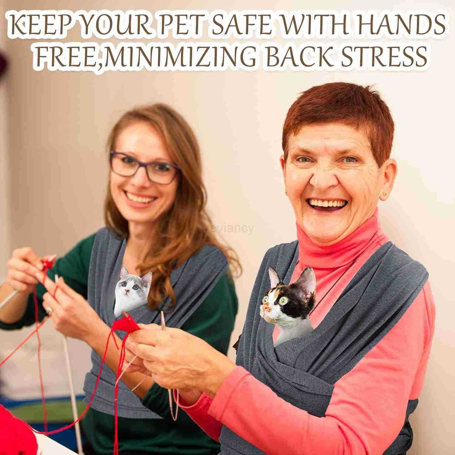 Cat Sling Carriers Front Facing Dog Sling Cat Wrap Carrier Chest Hands Free Size Adjustable Soft Cotton Swaddle Bag for OutdoorGreyW250912