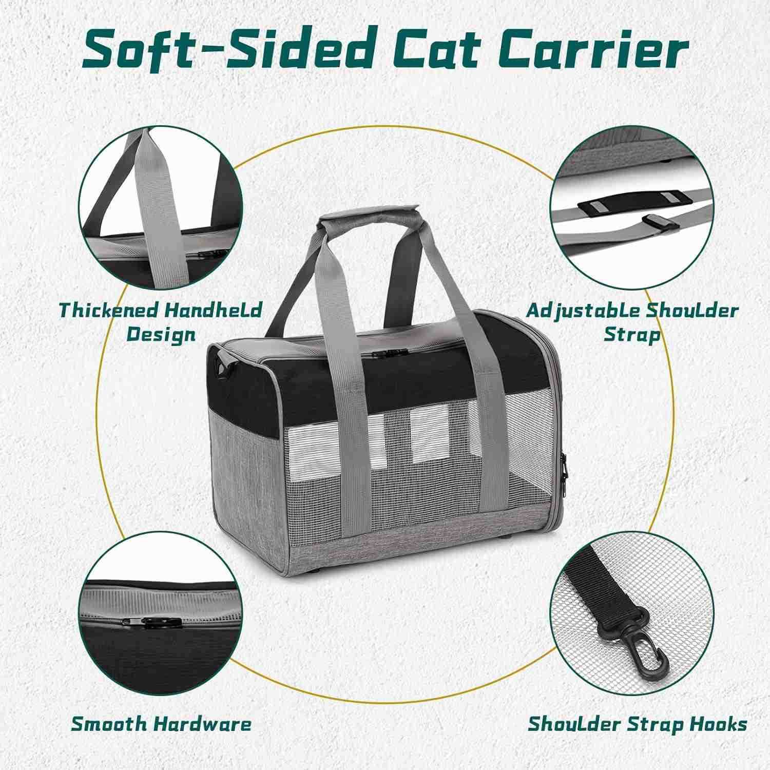 Bunny Carrier for Travel Camping Outdoor Small Pet Carrier Guinea Pig Carrier Breathable Pet Portable Hand Bag for Hamster Bunny Guinea PigBlack GrayW