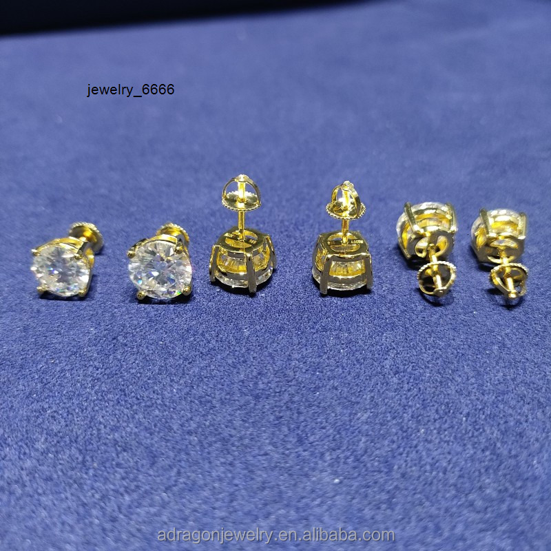 925 Sterling Silver Moissanite Earrings Ins Hot Sells round Brilliant Cut VVS Hoop Ice out for Women and Men