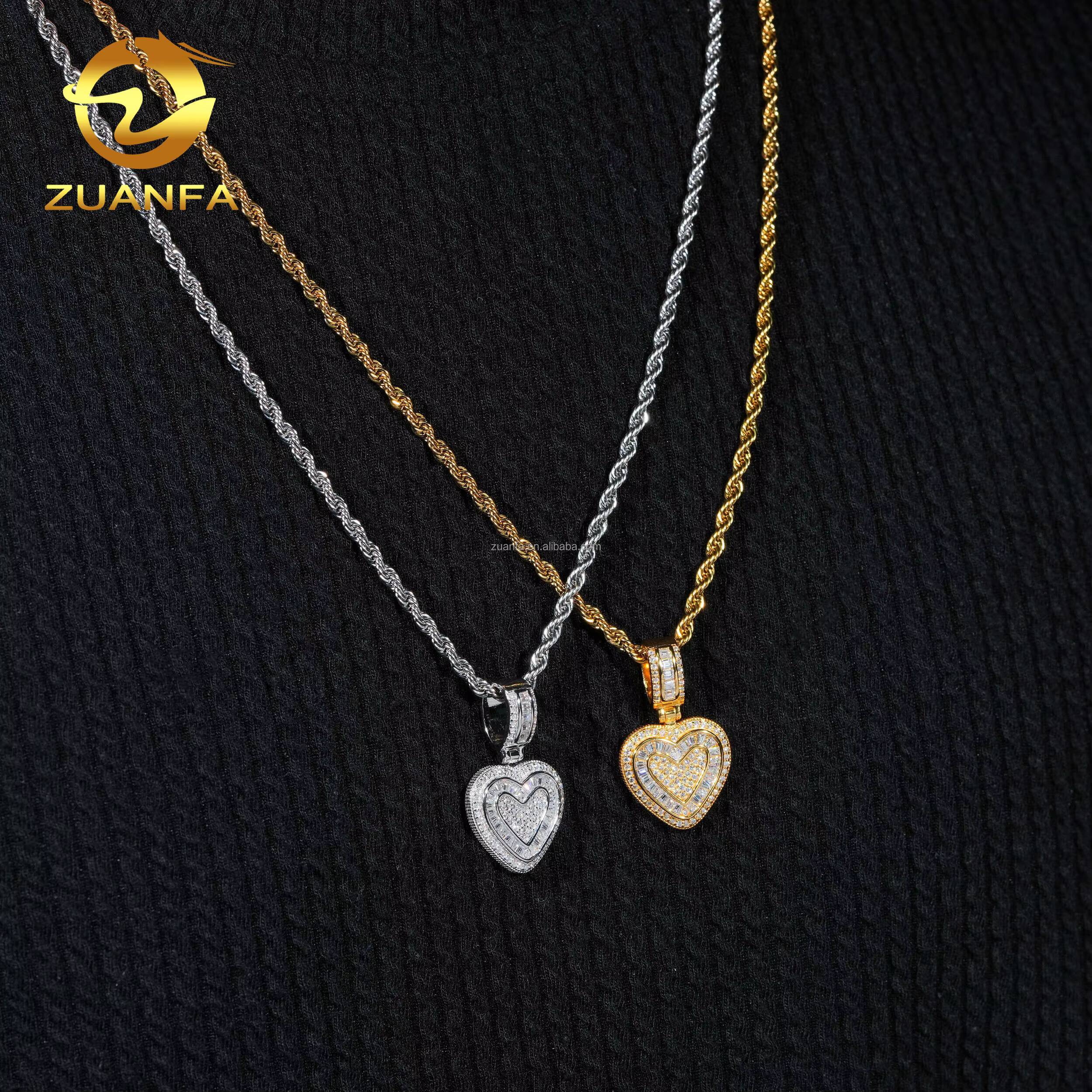 Drop Shipping in USA Warehouse Rapper Popular Jewelry Iced Out Hip Hop S925 Solid Silver VVS Moissanite Heart Pendant Women Gift
